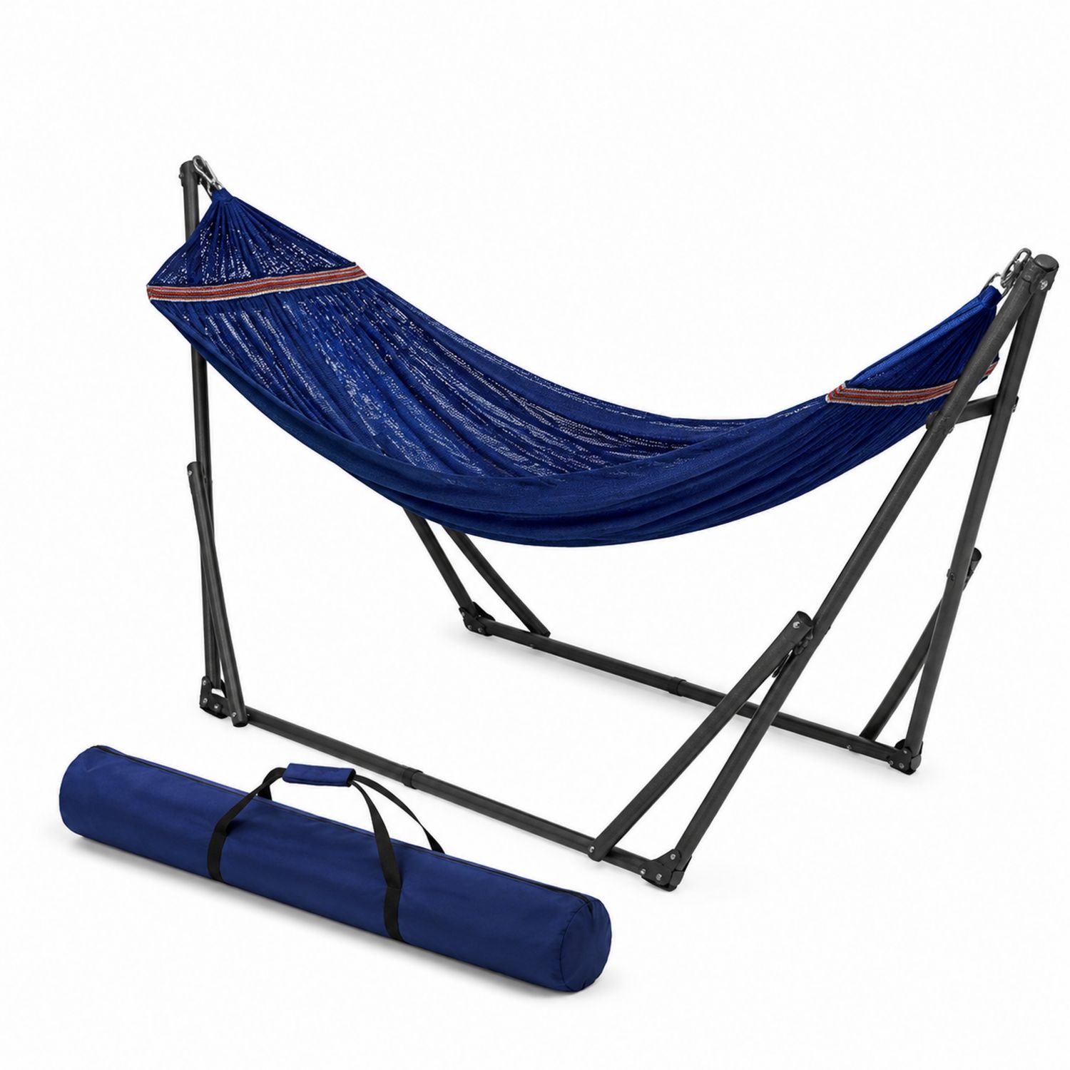 Amaca con supporto in acciaio e tessuto blu 200x100 cm-arviler