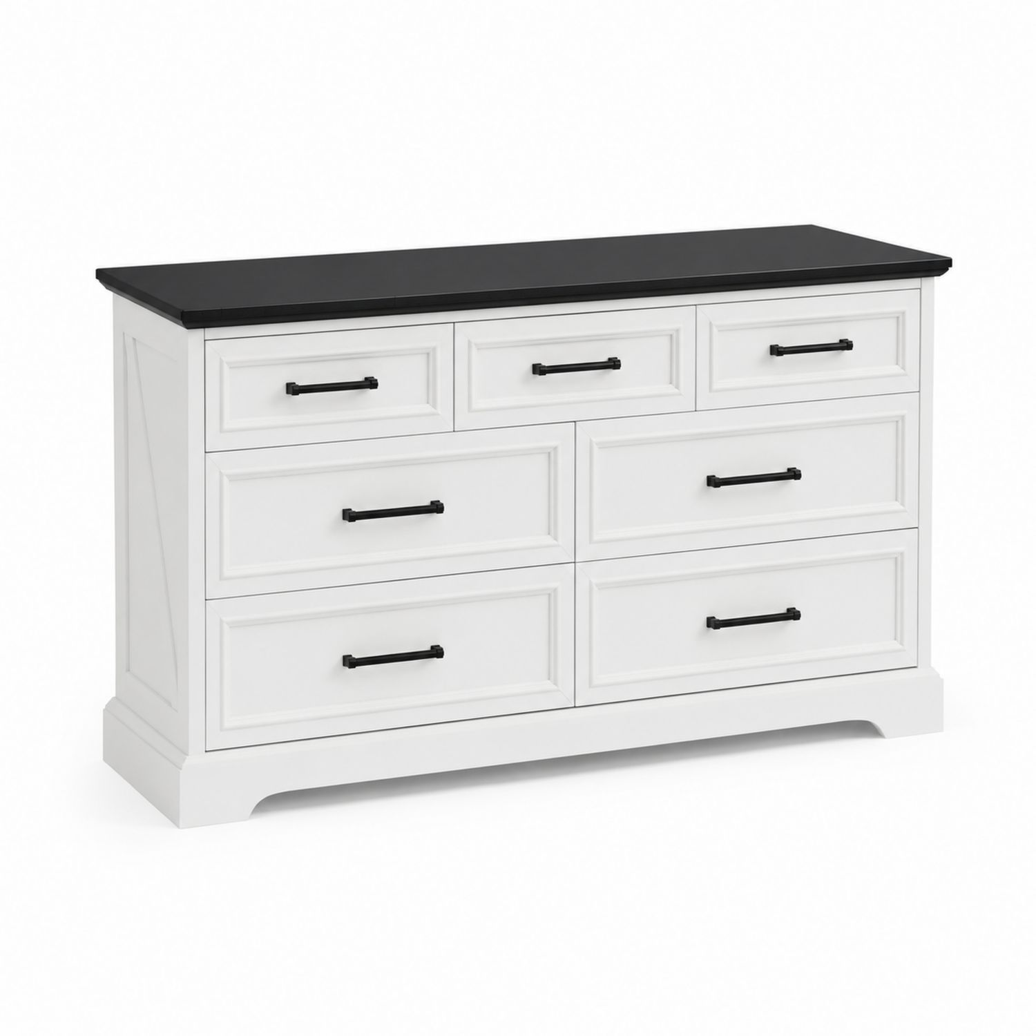 Cassettiera a sette cassetti in legno bianco e nero-arviler