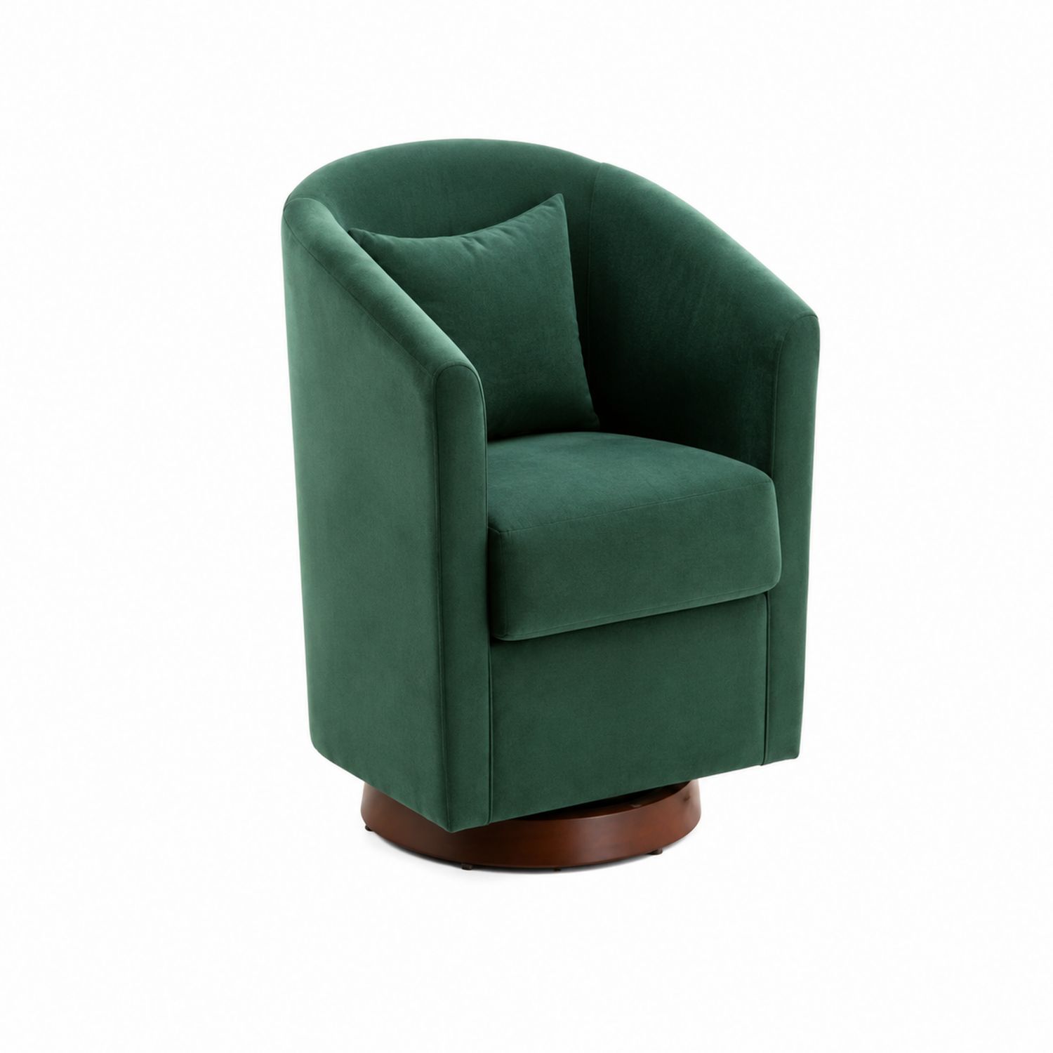 Poltrona in velluto verde con base in legno-arviler