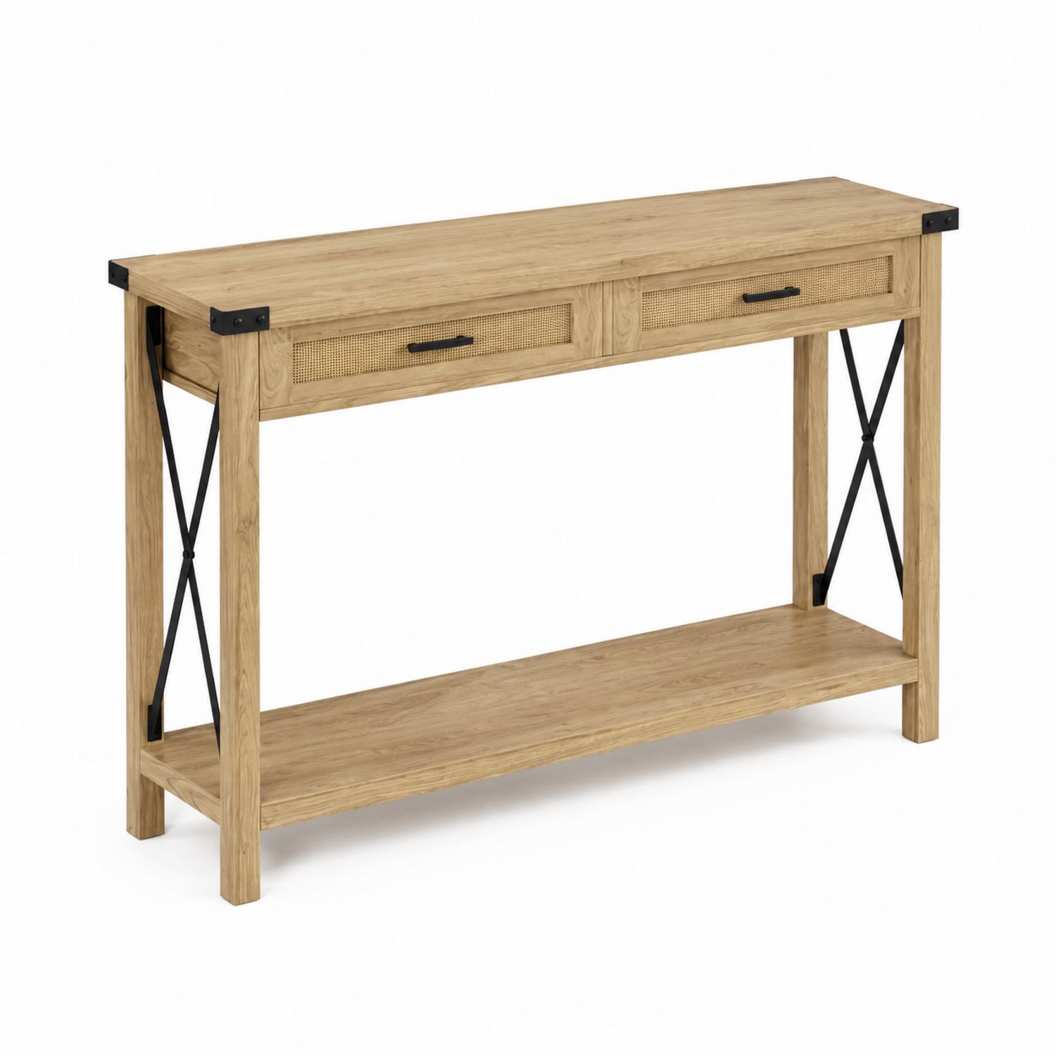 Tavolo Consolle in Legno con 2 Cassetti e Ripiano Inferiore-arviler