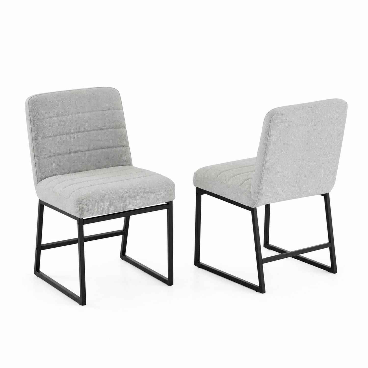 Set di 2 sedie in tessuto grigio e metallo-arviler