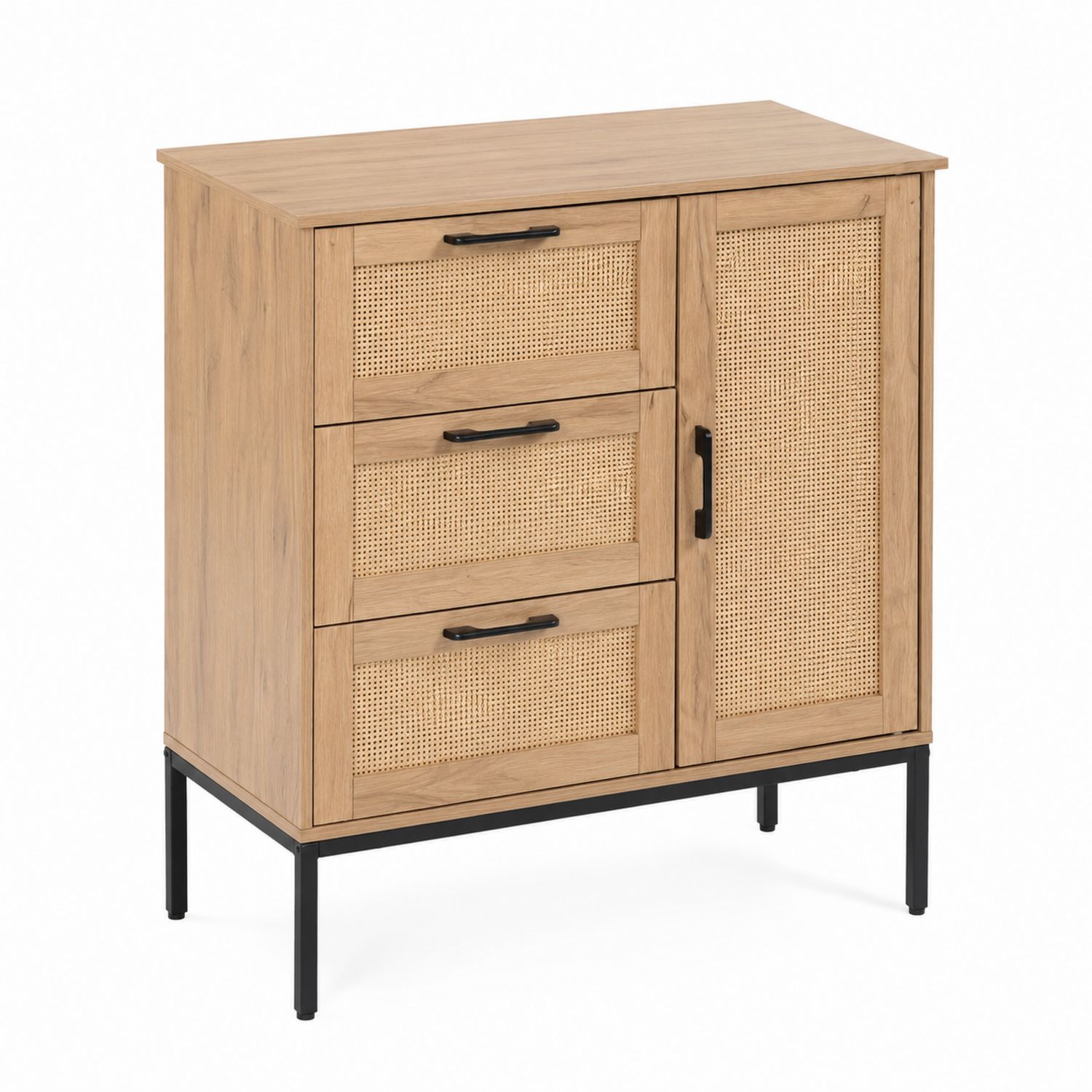 Credenza in Rovere e Rattan con Cassetti-arviler