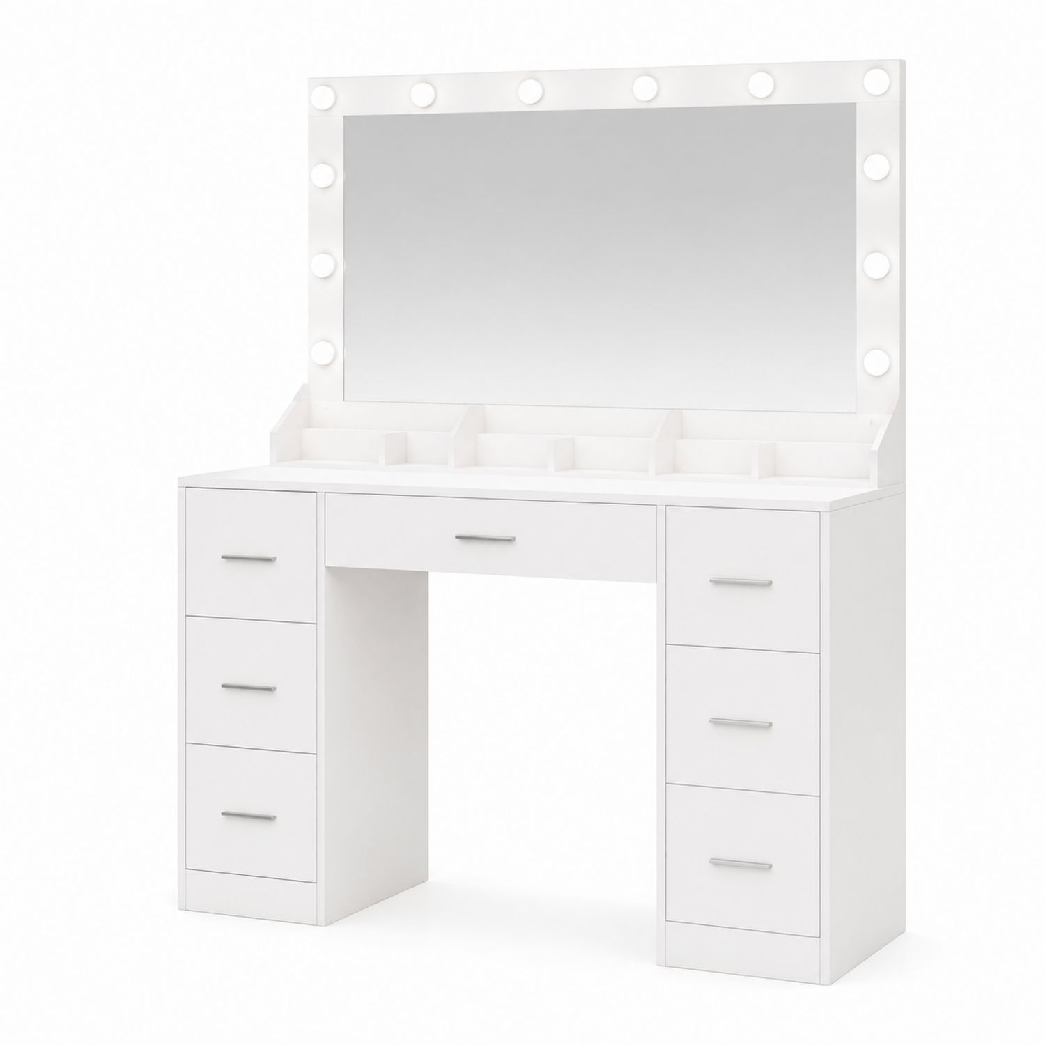 Tavolo da Toeletta con Specchio LED e Cassetti in MDF-arviler