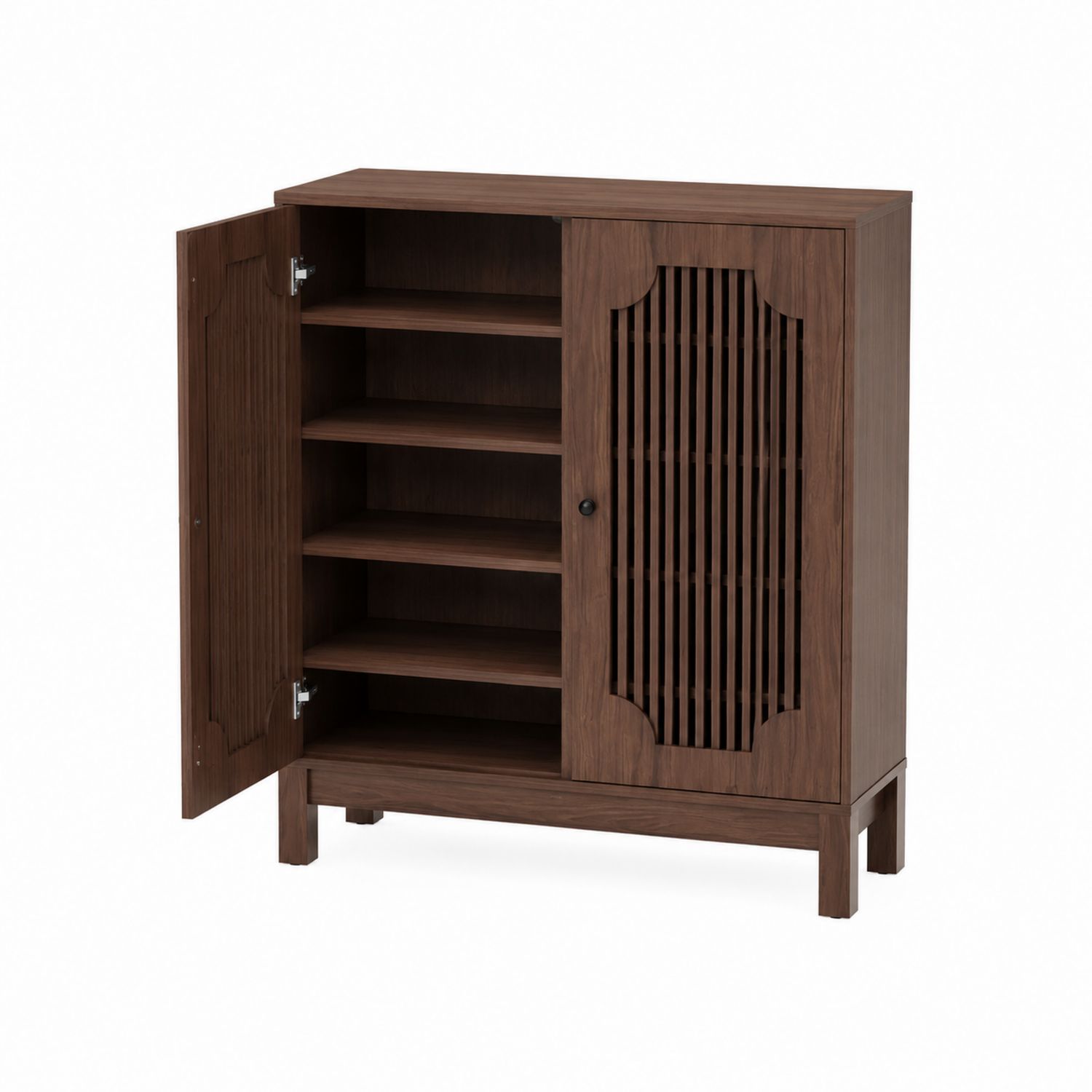 Scarpiera in Legno con Ante a Griglia 100x90x35 cm-arviler