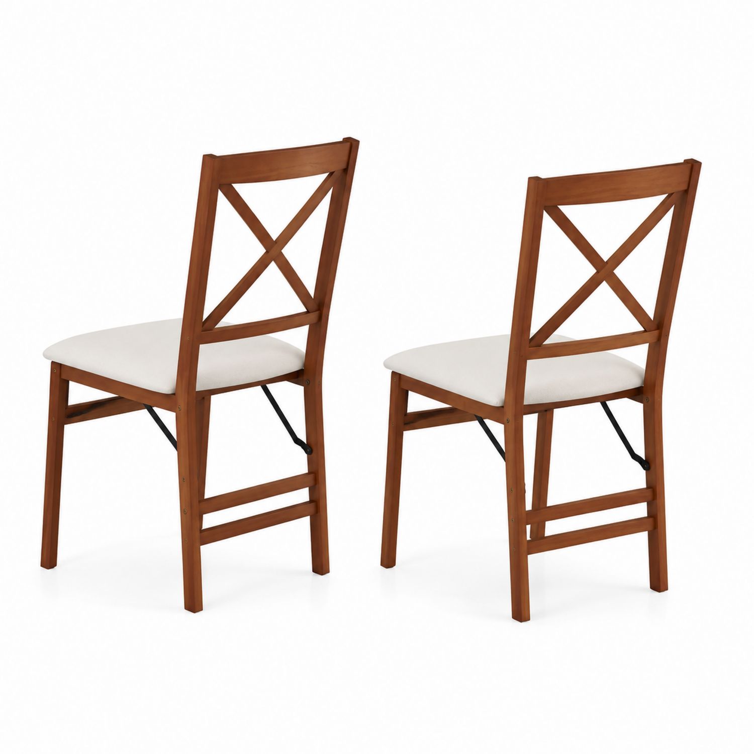 Set 2 Sedie da Pranzo in Legno con Rivestimento in Tessuto Bianco-arviler