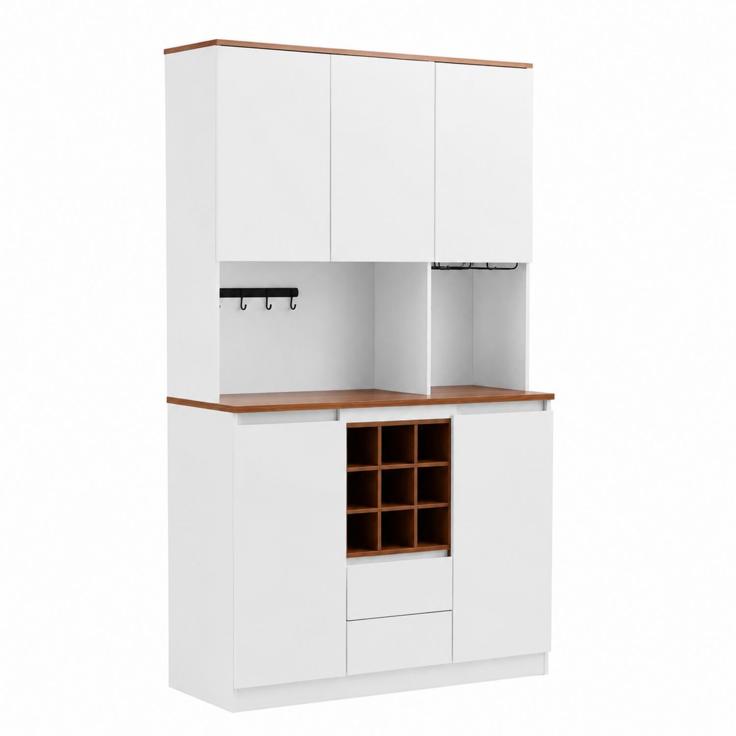 Credenza Cucina in MDF Bianco con Portabottiglie-arviler