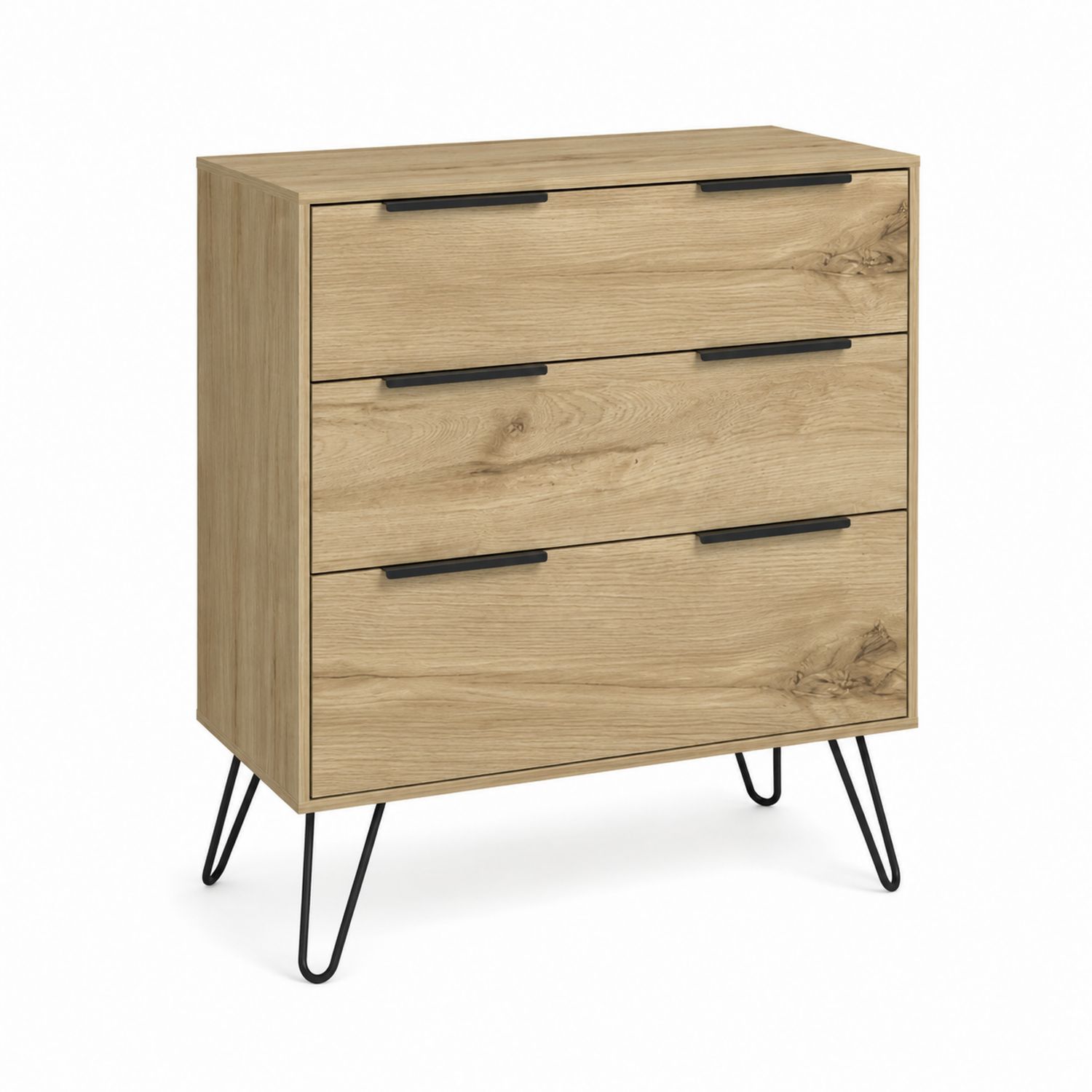 Cassettiera legno con tre cassetti e gambe in metallo nero-arviler