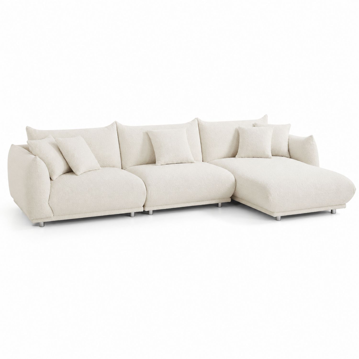 Divano angolare in tessuto con chaise longue Beige-arviler