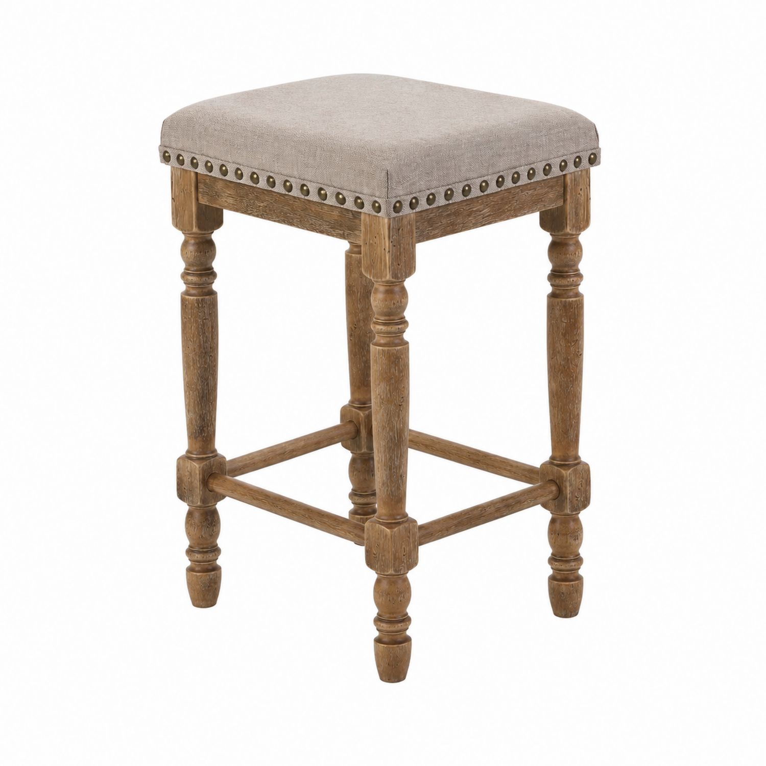 Sgabello da bar in legno seduta in tessuto beige 75 cm-arviler