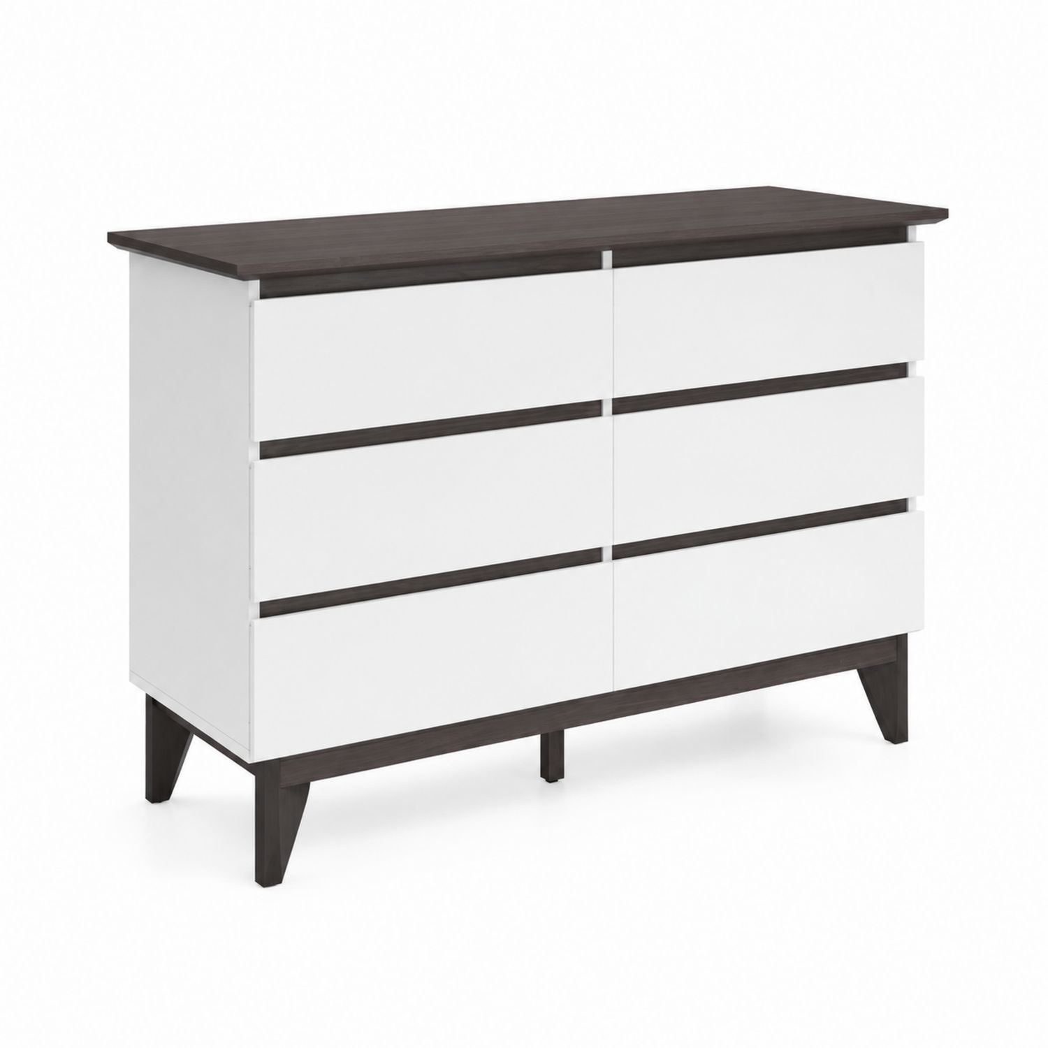 Cassettiera in Legno MDF e Legno Massello Bianco/Nero 6 Cassetti 120x40x80 cm-arviler