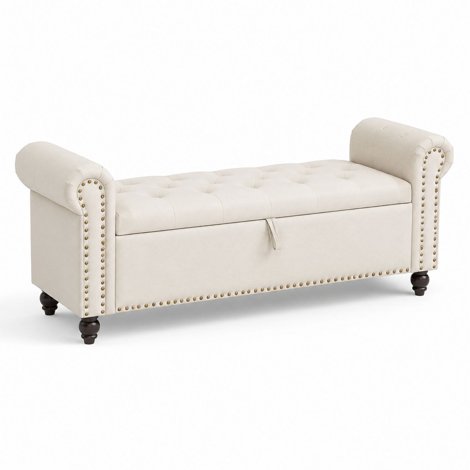 Polsterbank mit Stauraum Textil Beige 120 cm