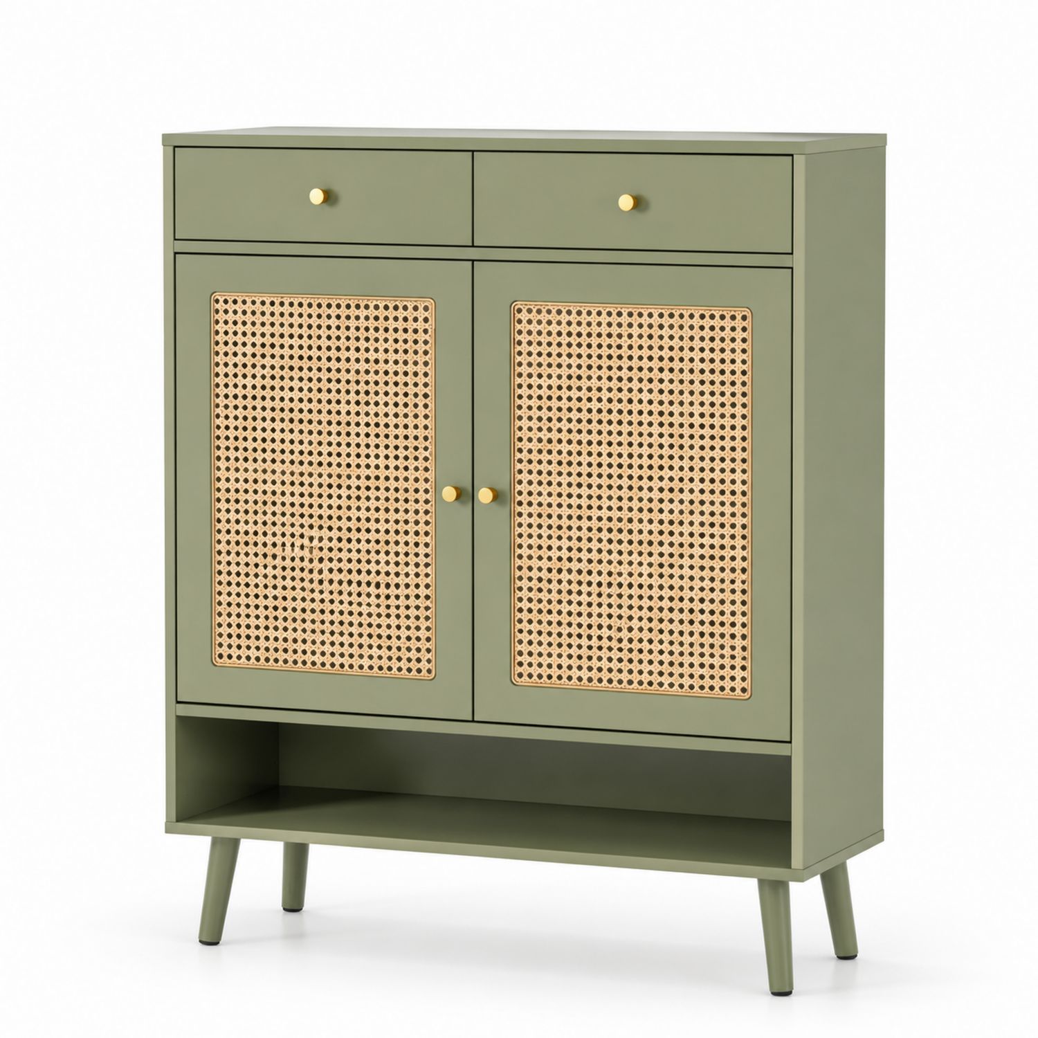 Schuhschrank MDF Rattan Grün 120x80x35 cm
