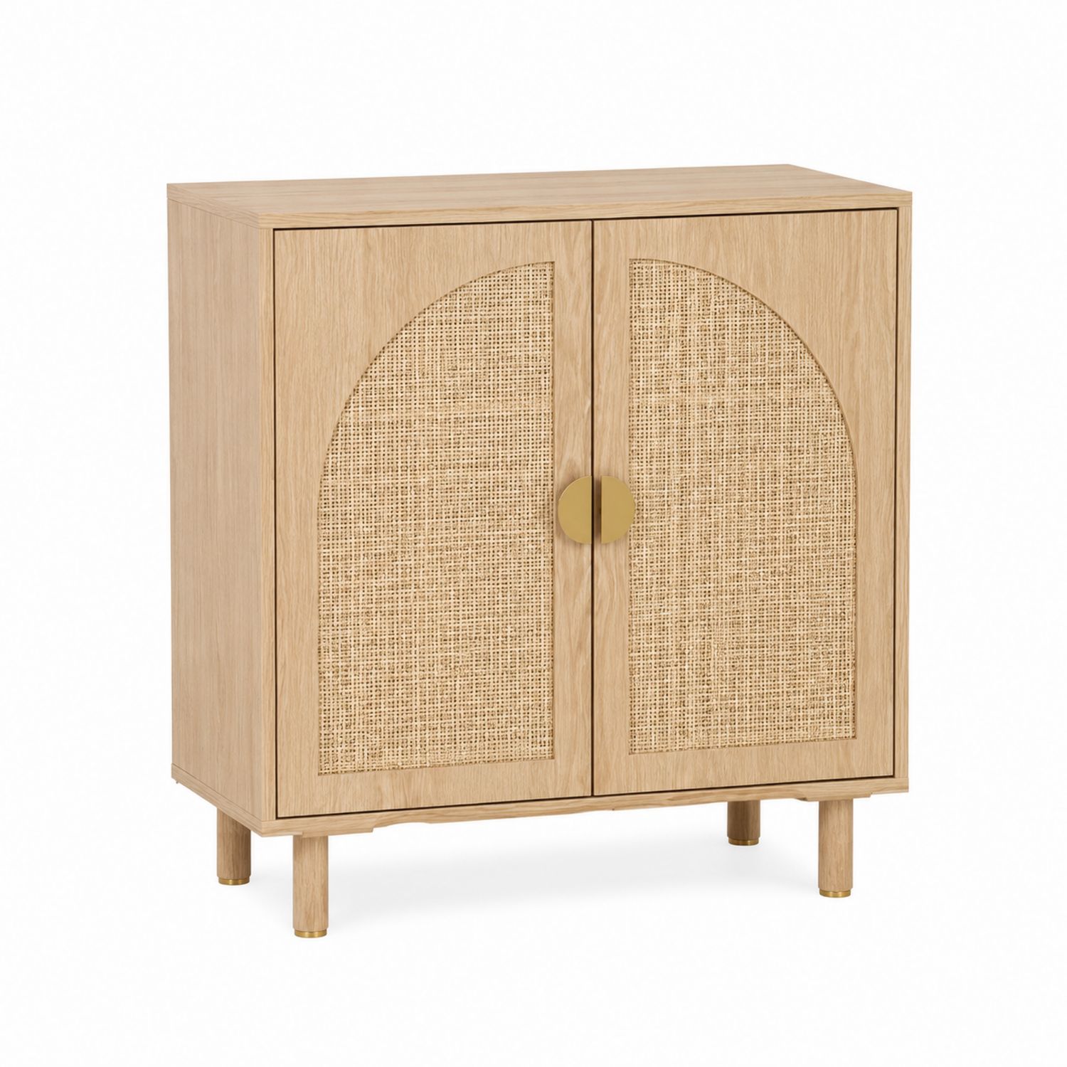 Schrank aus Eichenholz und Rattan, 80x75x40 cm, Natur