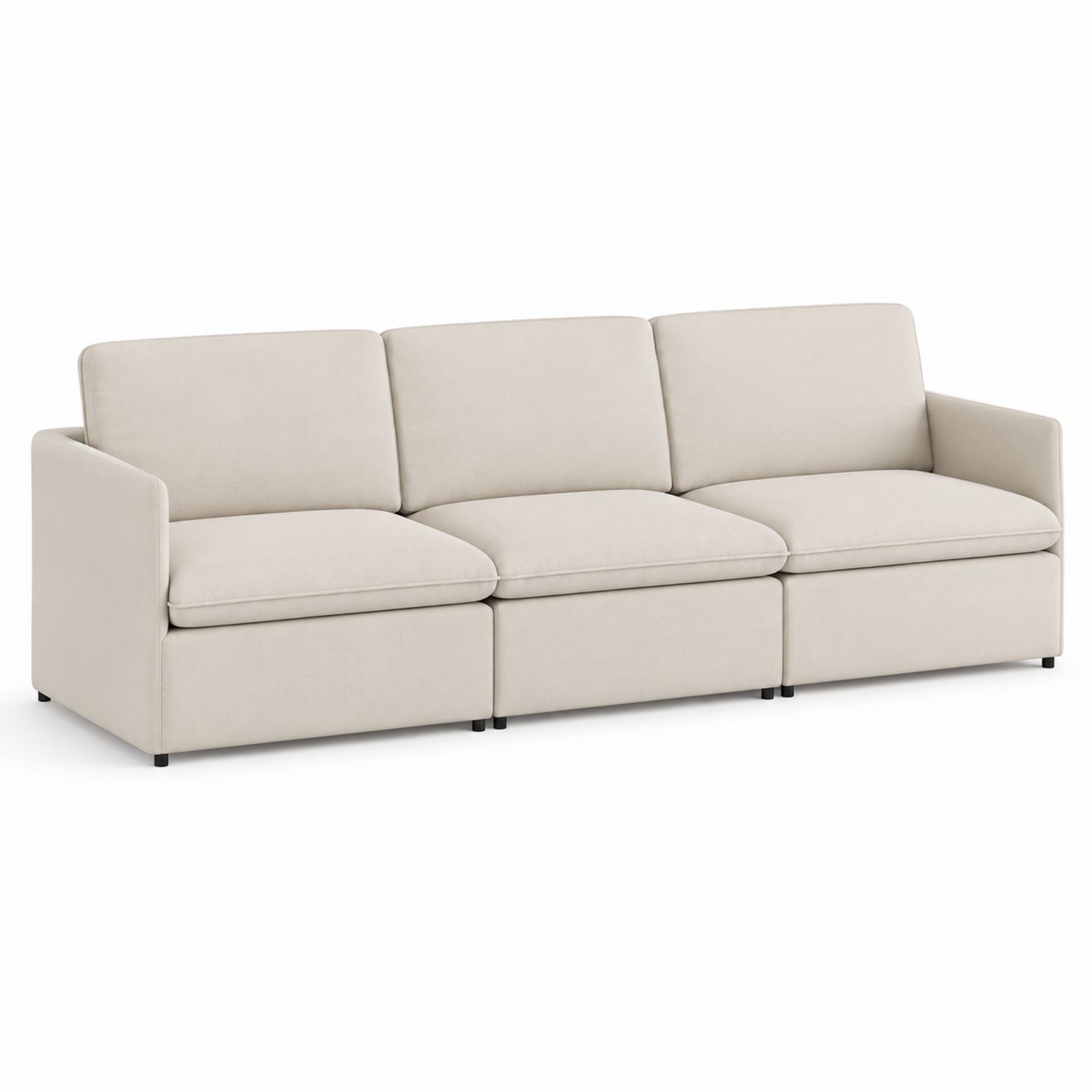 Modulares 3-Sitzer Sofa Beige Stoff 220cm