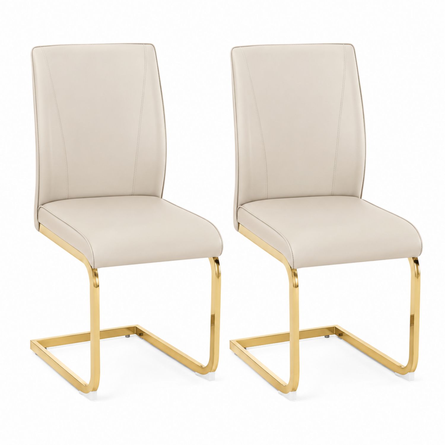Esszimmerstühle Kunstleder Set 2er Creme Gold
