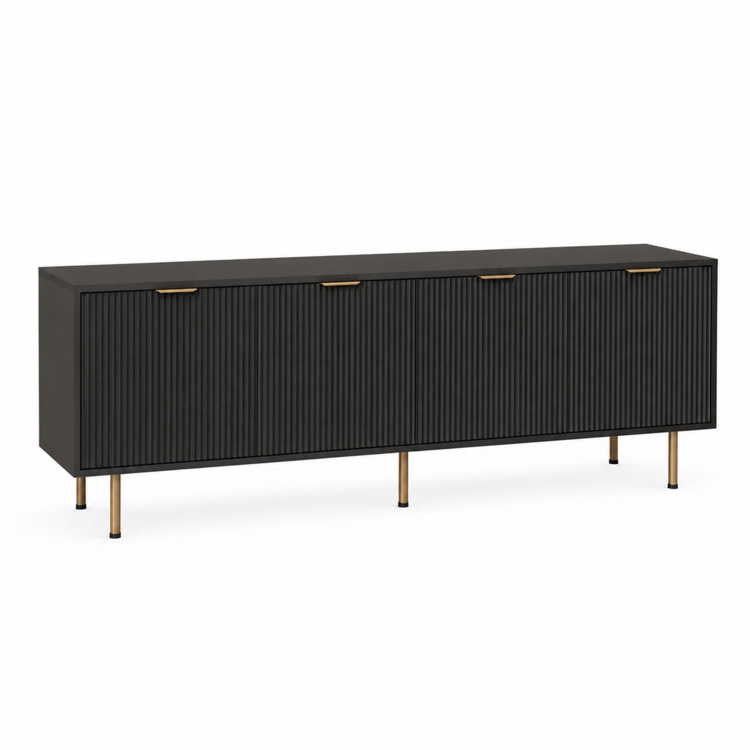 Schwarzer Holz-TV-Schrank 180cm mit Metallfüßen