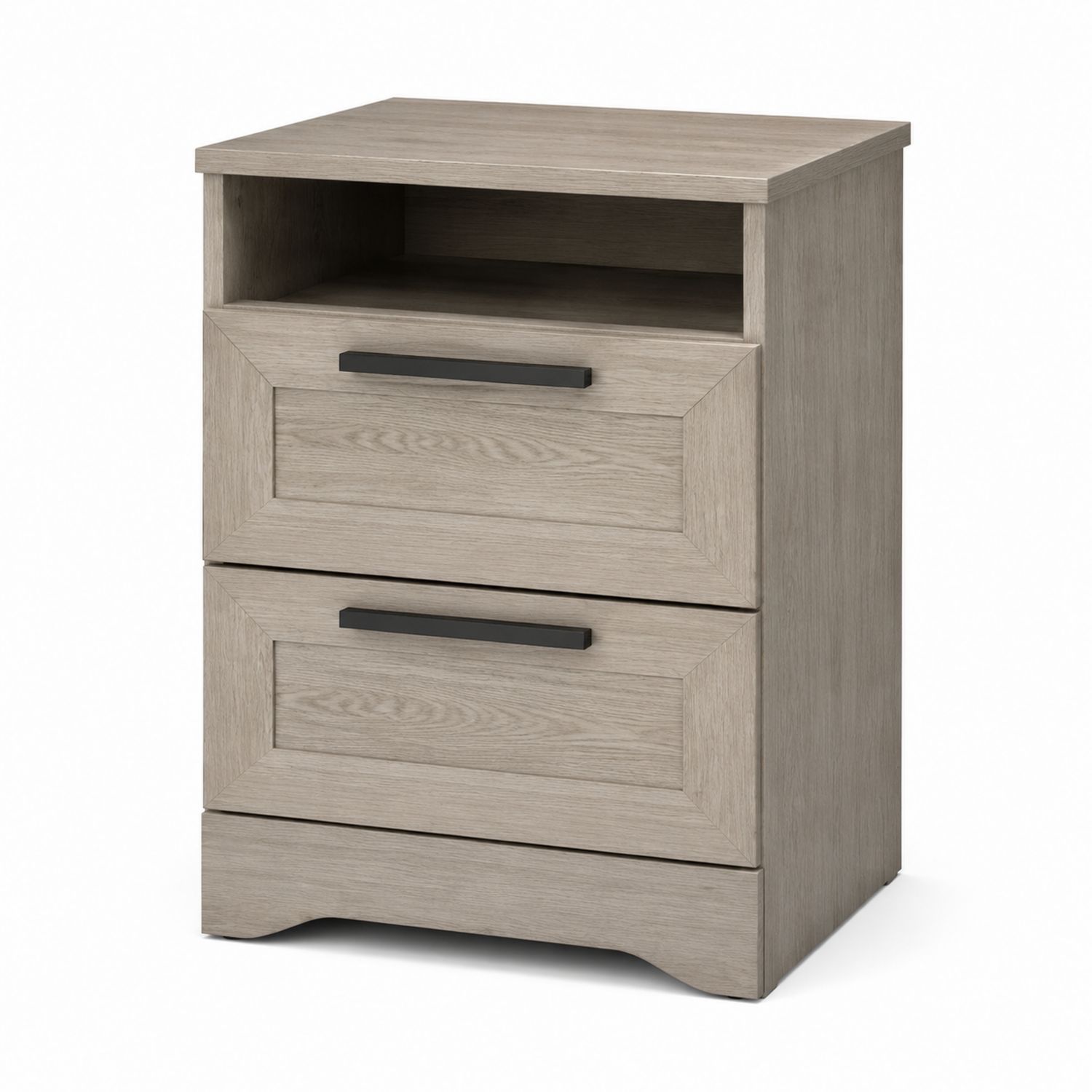 Nachttisch MDF-Holz Grau 50x40x35cm mit 2 Schubladen