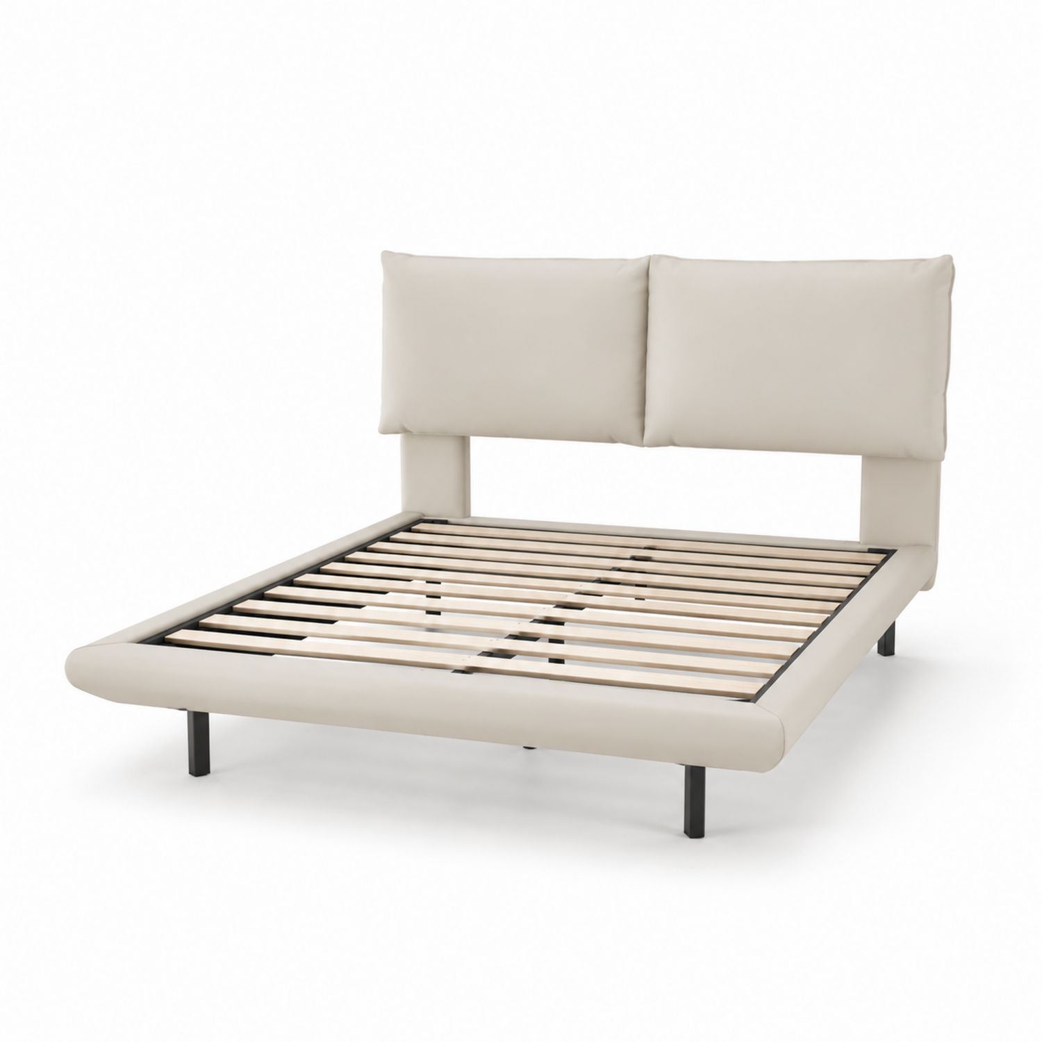 Bettgestell Doppelbett 200x160 cm Metall Kunstleder Beige