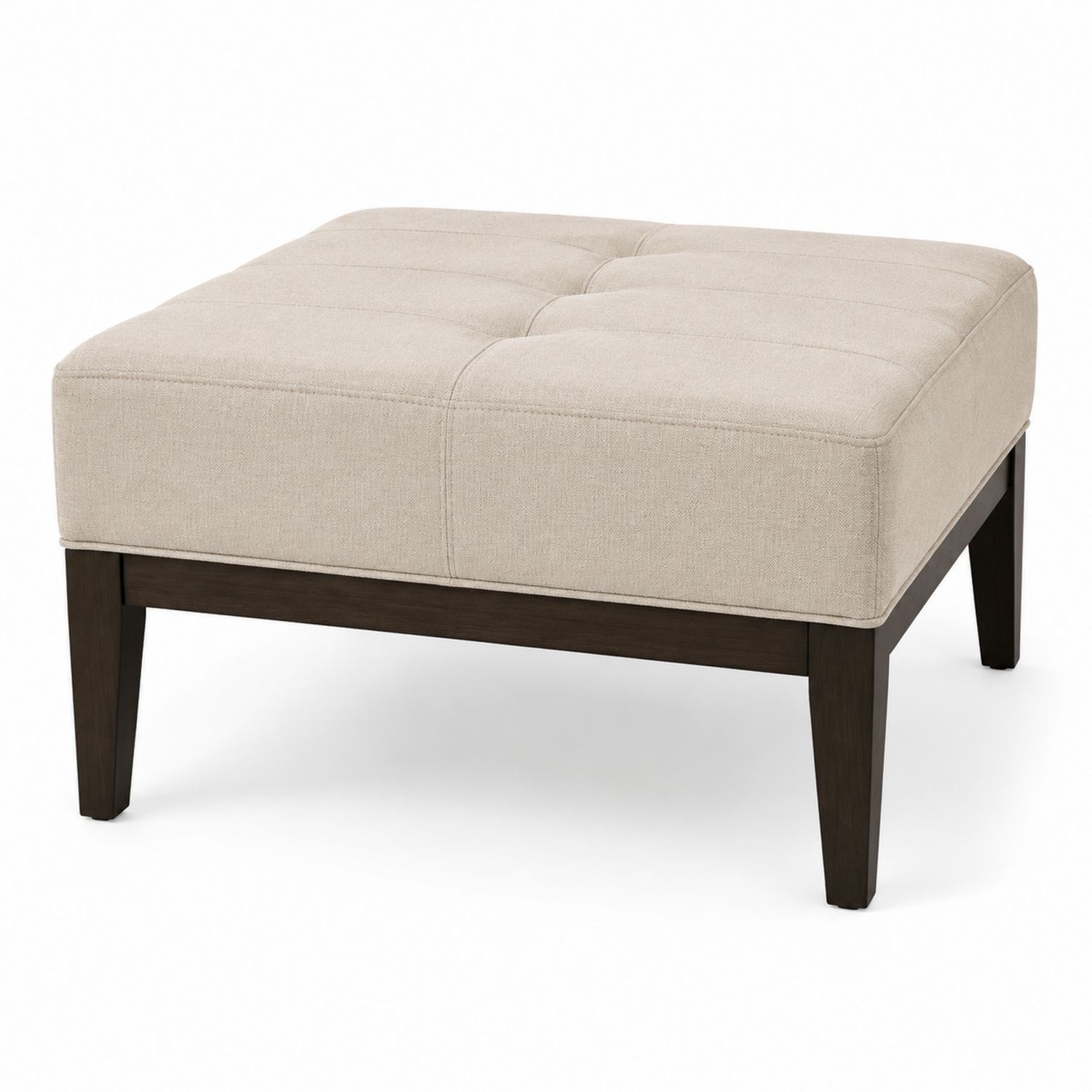 Quadratischer Hocker Leinen Beige 60x60x40 cm Holz