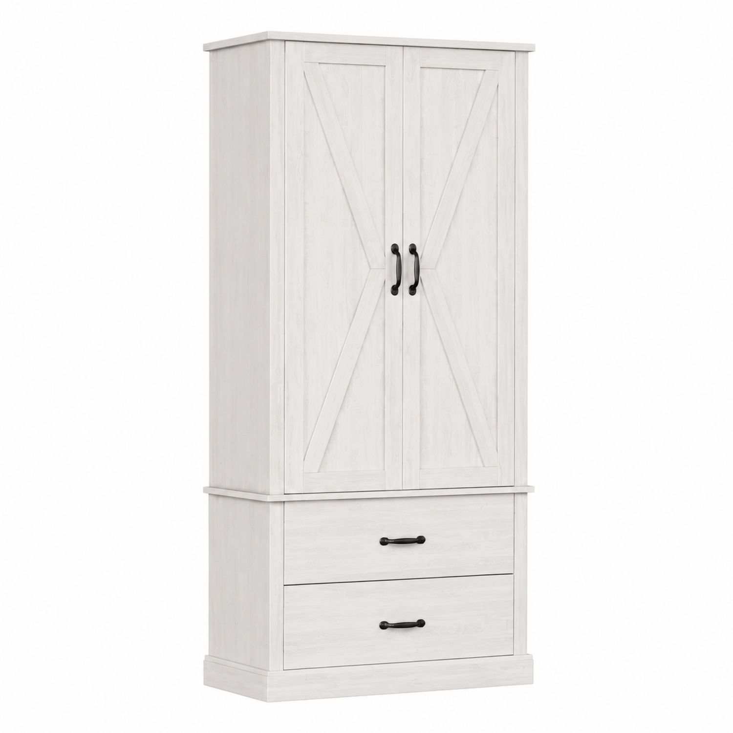 Weißer Kleiderschrank aus MDF mit Doppeltüren und Schubladen 180x80x50cm