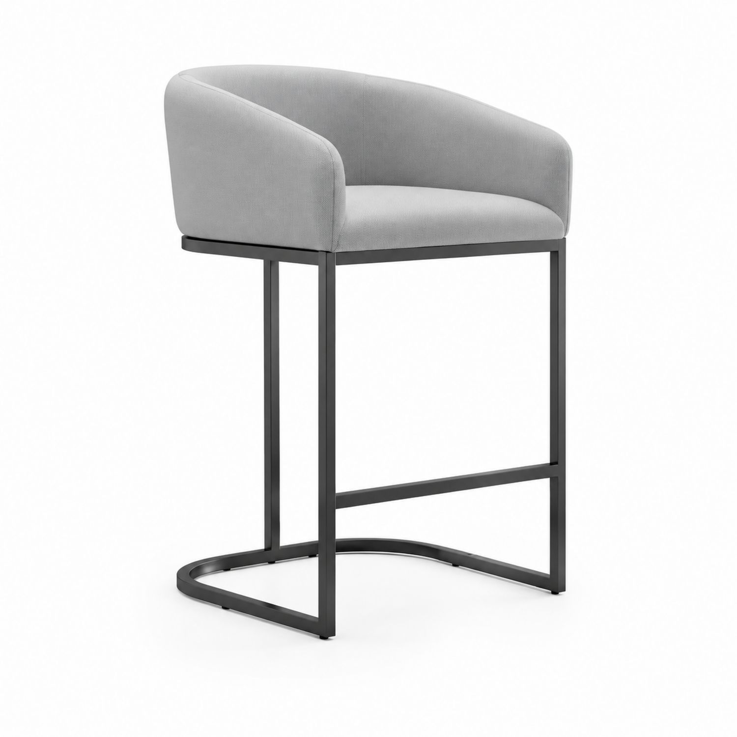 Barhocker mit Rückenlehne Stoff Grau und Metallgestell
