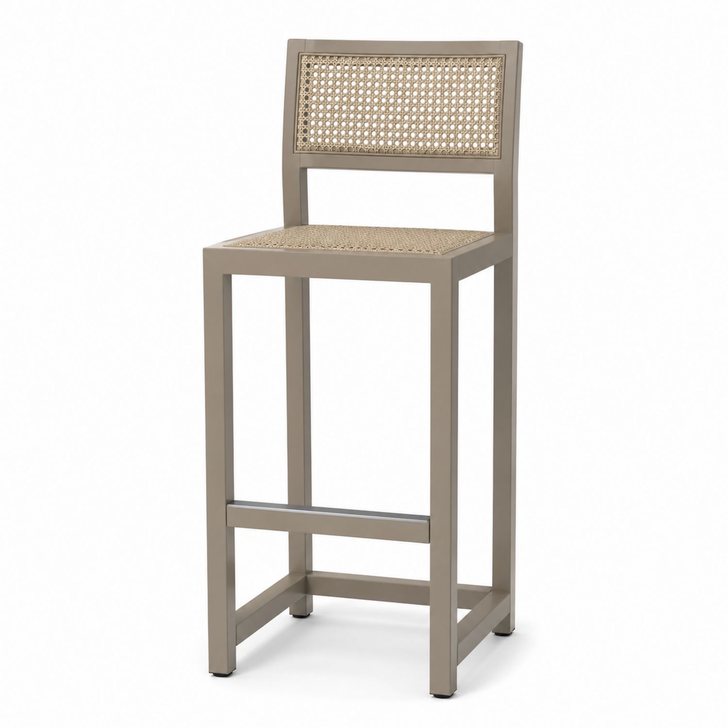 Metall Barhocker mit Rattansitz Beige