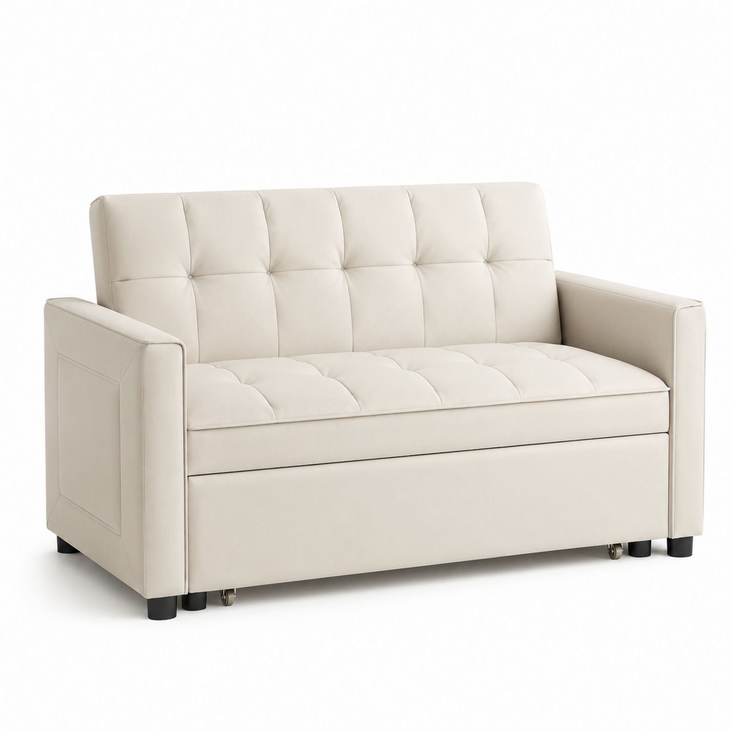2-Sitzer Schlafsofa Kunstleder Beige 190 cm