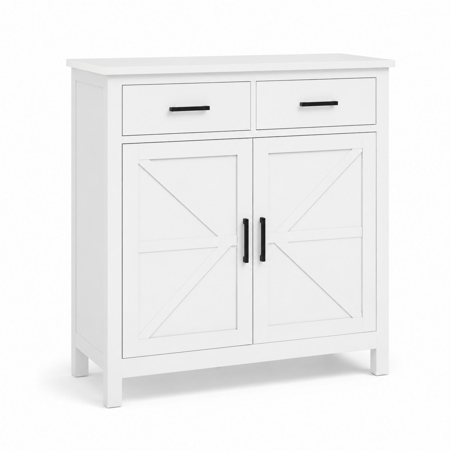 Holzschrank mit Türen und Schubladen, Weiß, 80cm x 34cm x 95cm