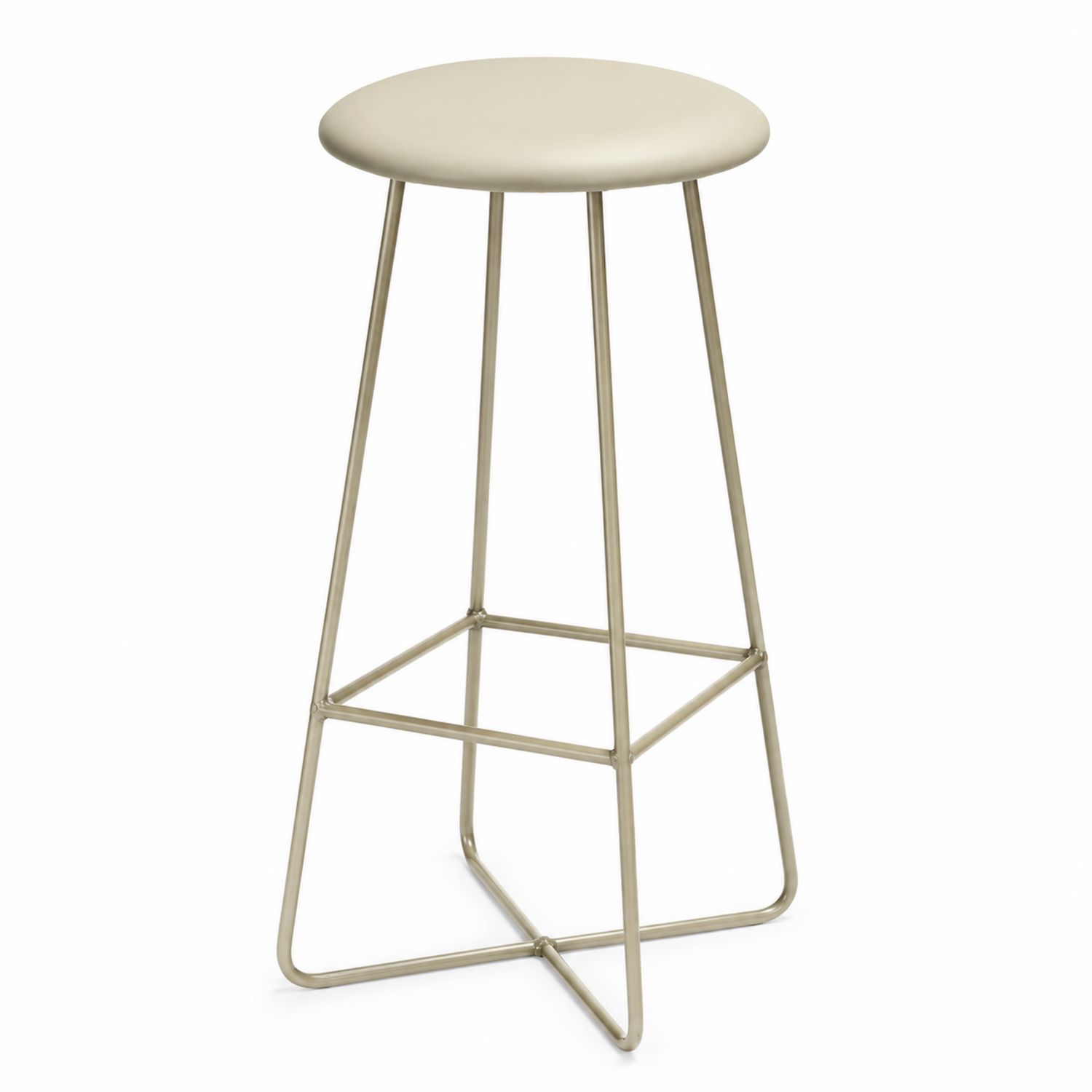 Barhocker mit PU-Leder Sitz Beige Stahlrahmen