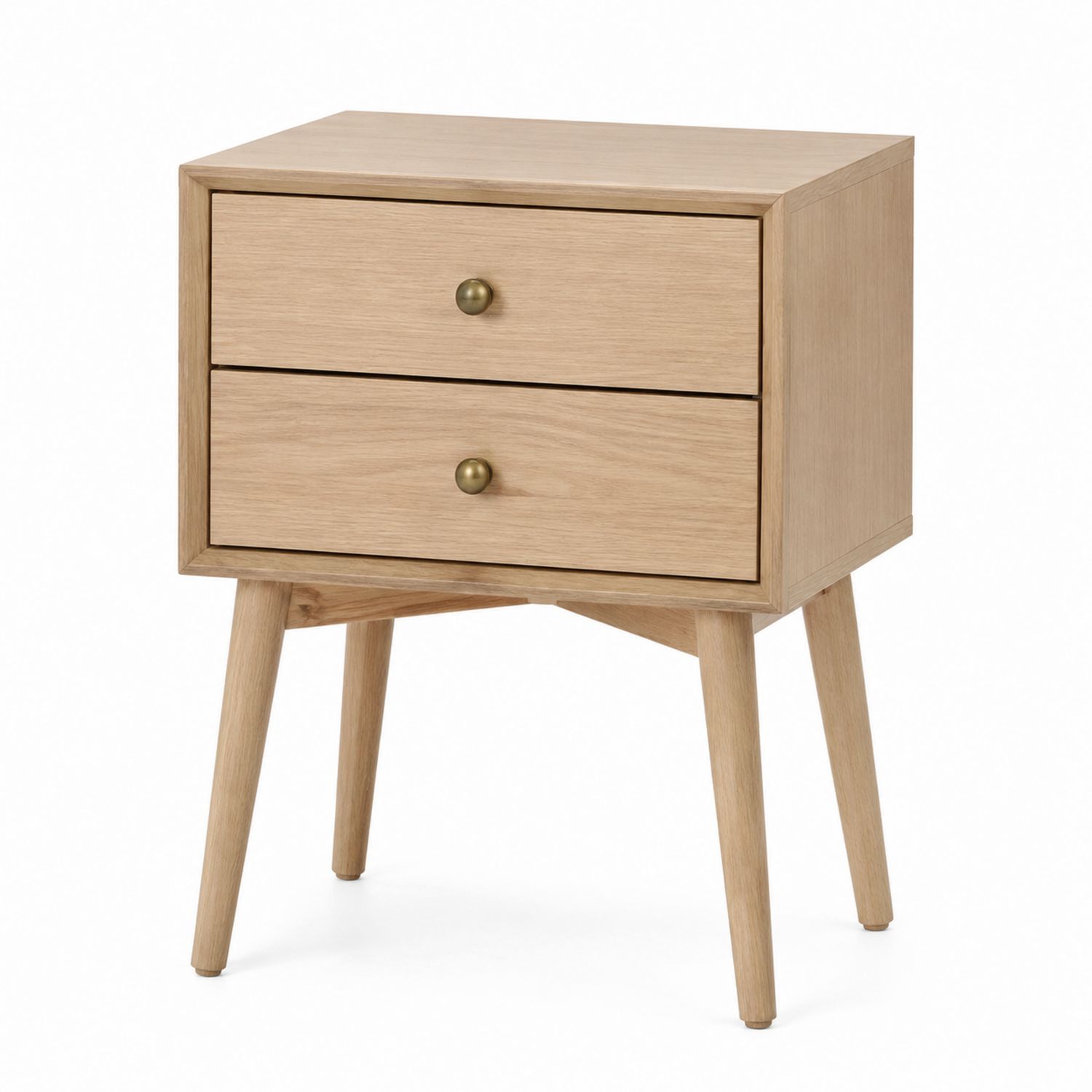 Nachttisch mit Schubladen aus Holz 40cm x 30cm x 55cm Natur