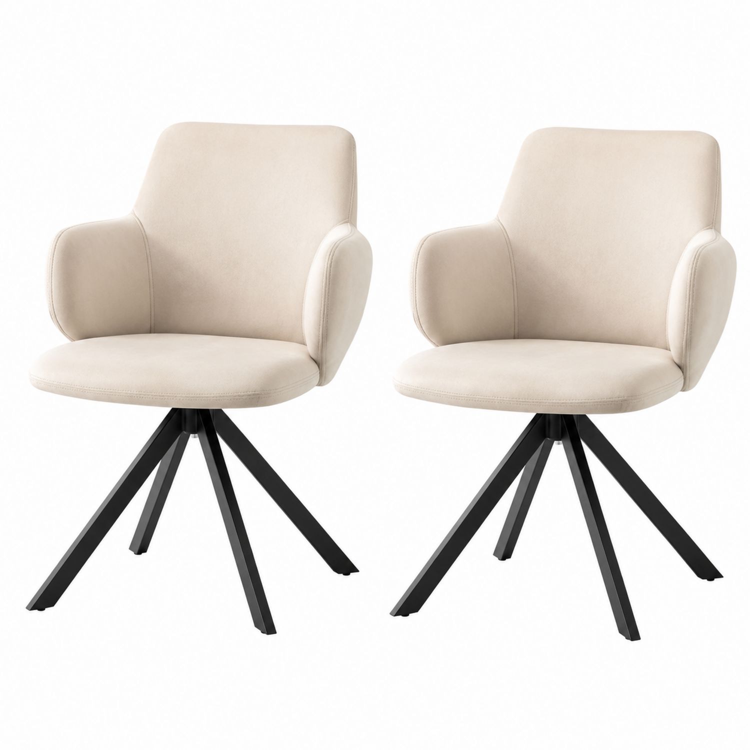 2er Set Esszimmerstühle mit Mikrofaserbezug und Metallbeinen Beige