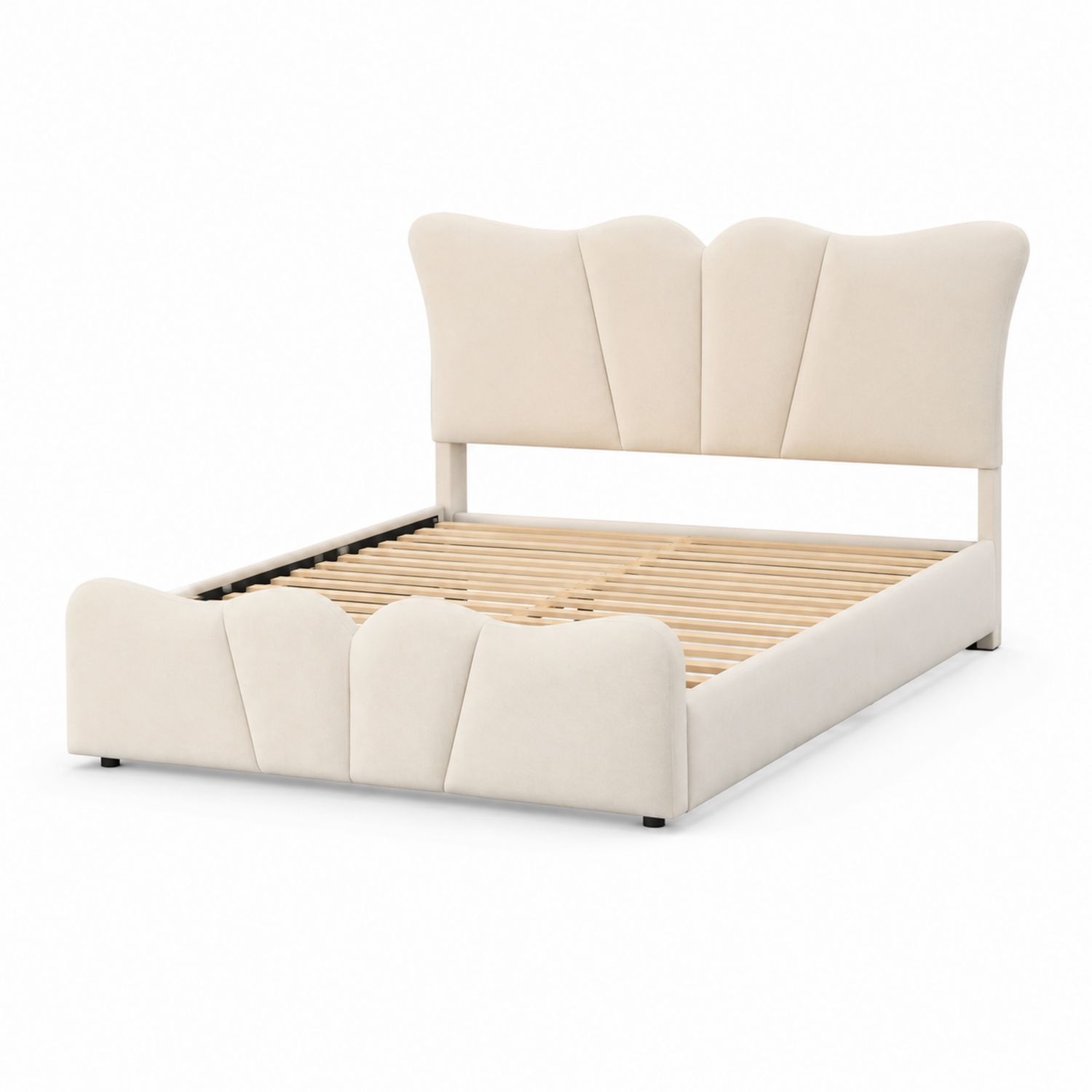 Polsterbett mit Kopfteil 200x160 cm Beige