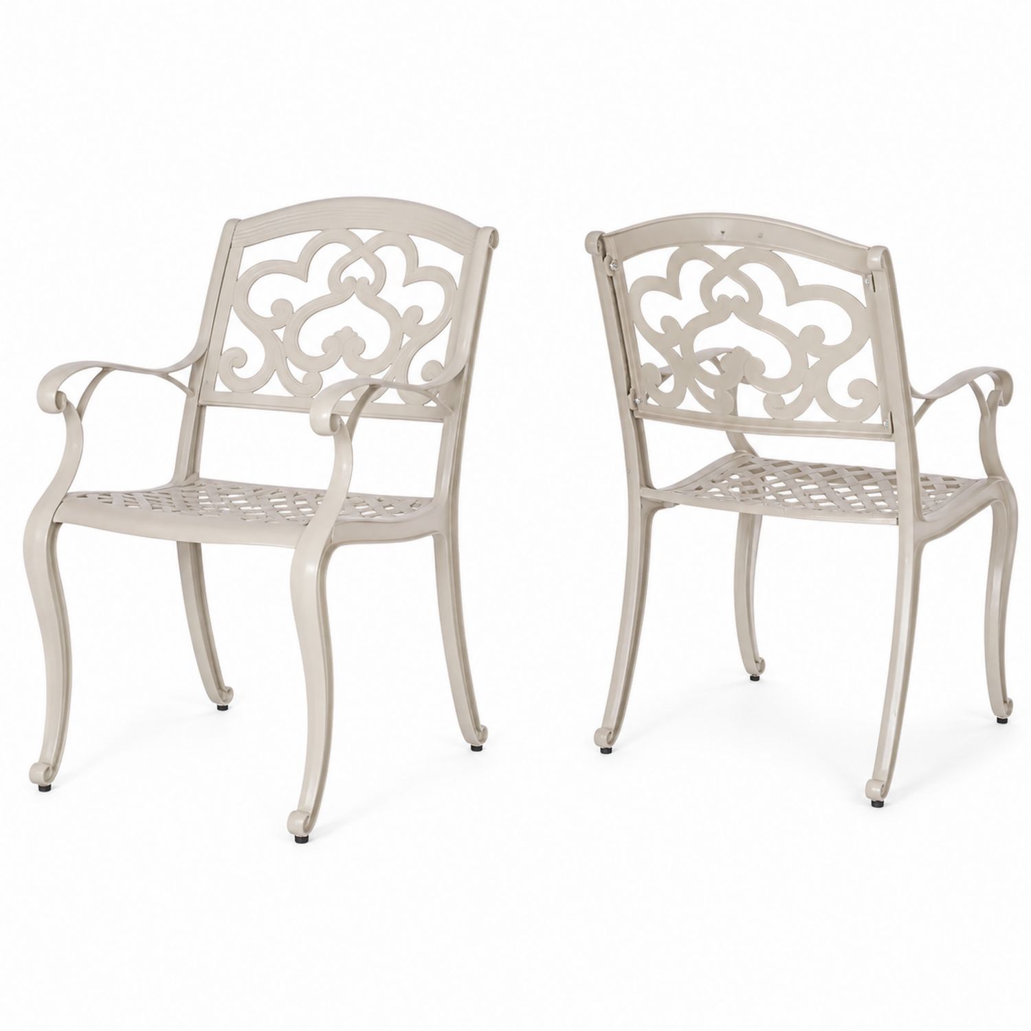 Outdoor Esszimmerstuhl Set aus Aluminium Beige