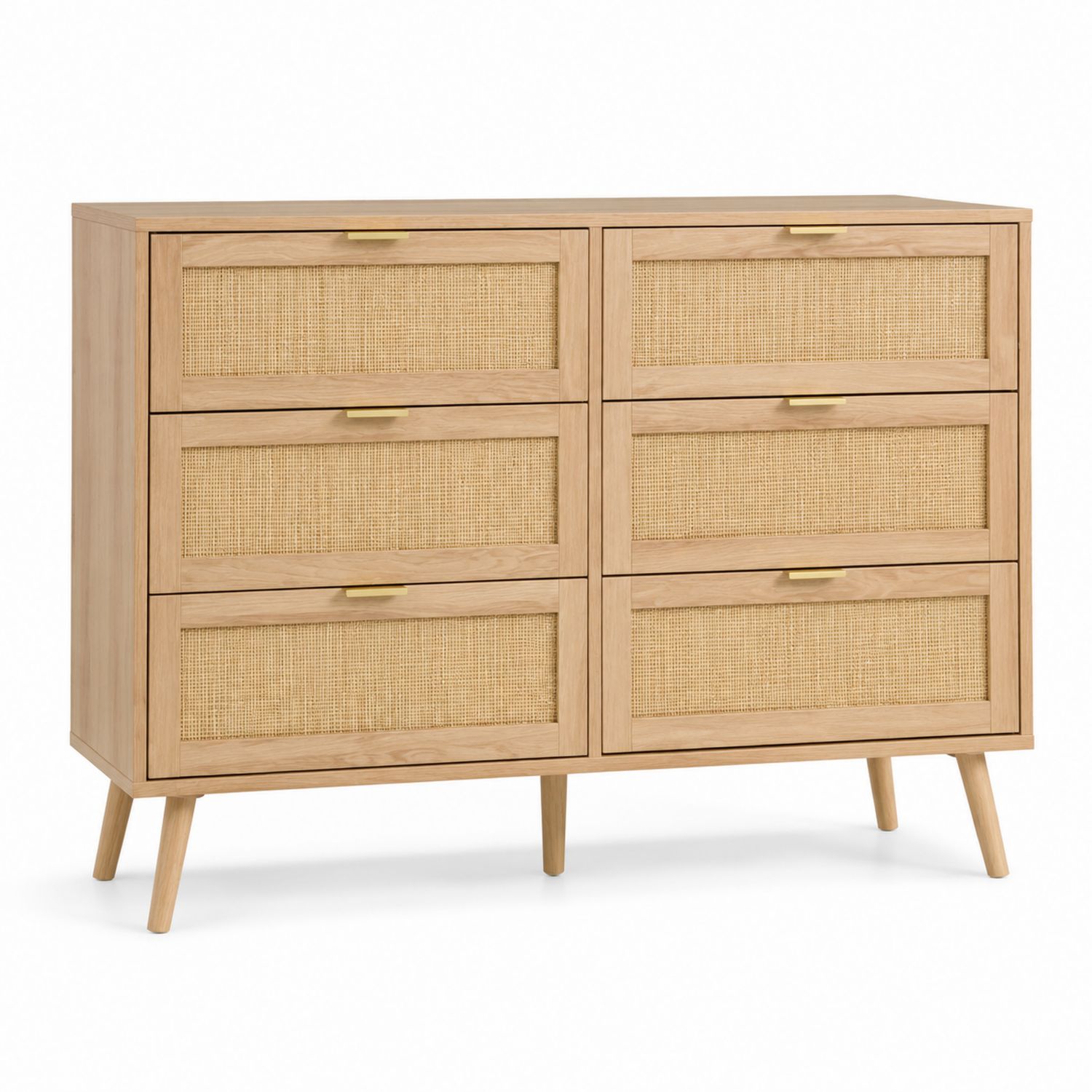 Holz-Kommode mit 6 Rattan-Schubladen