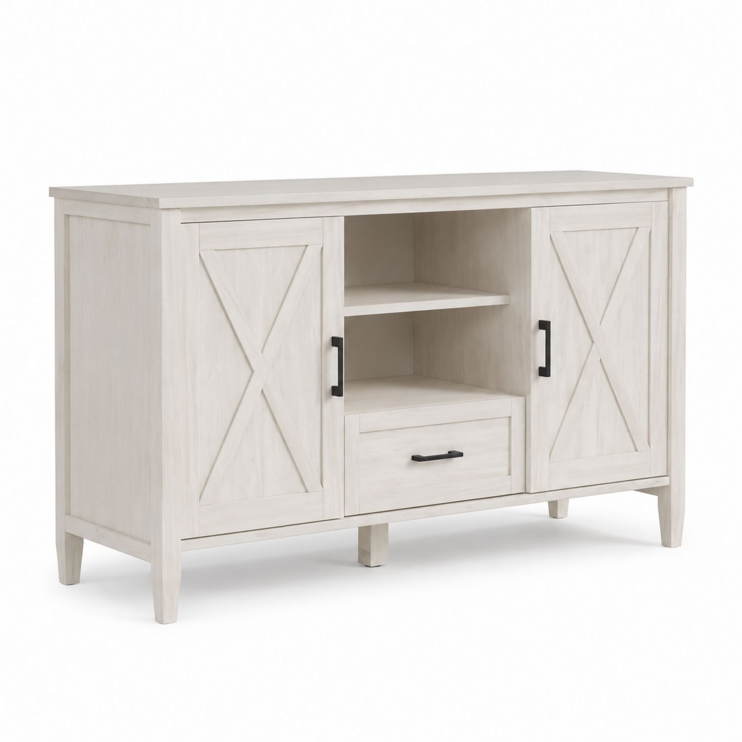 TV-Schrank aus Holzwerkstoff mit Doppeltür und Regal in Weiß 120x40x80cm