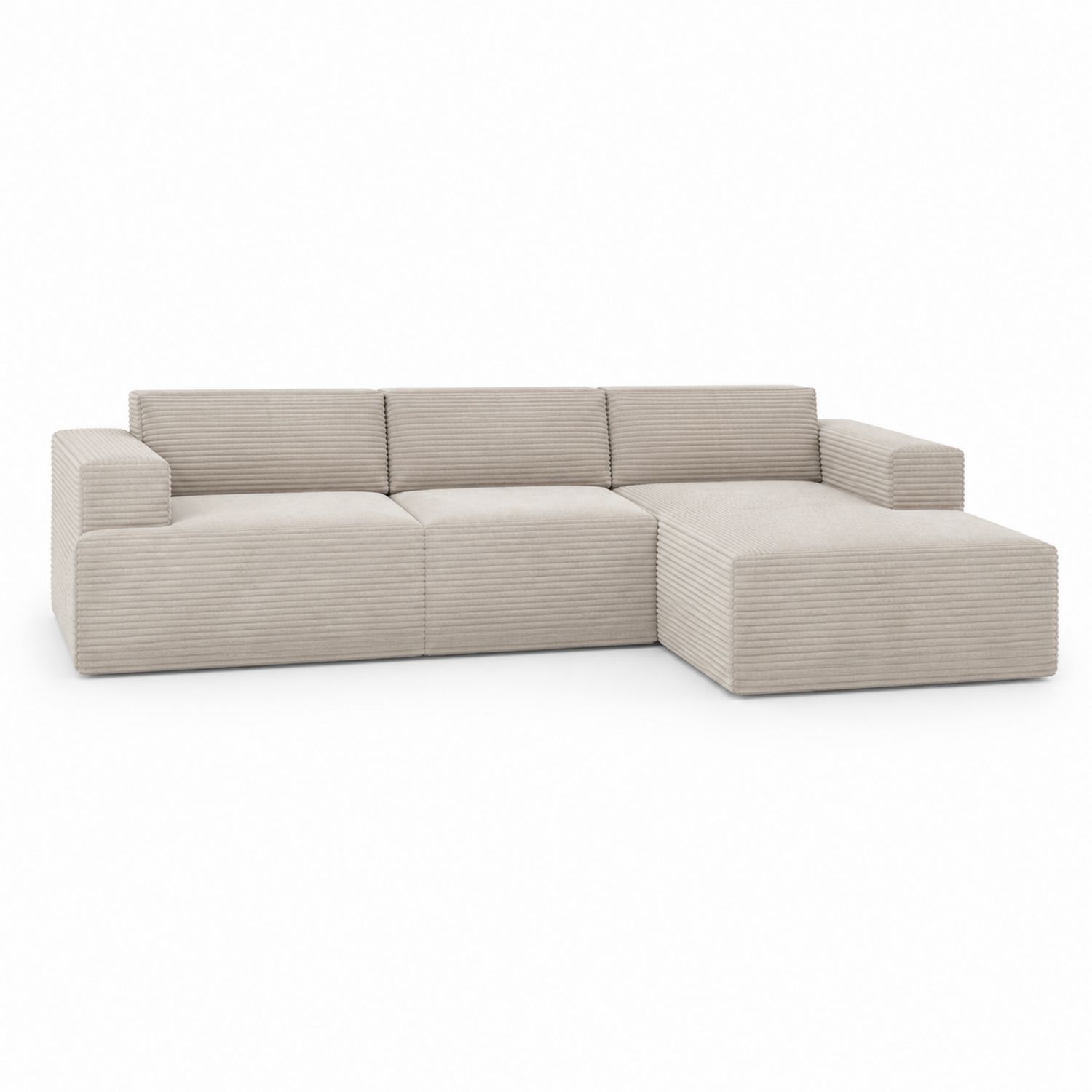 Ecksofa Cordgewebe 3-Sitzer Beige