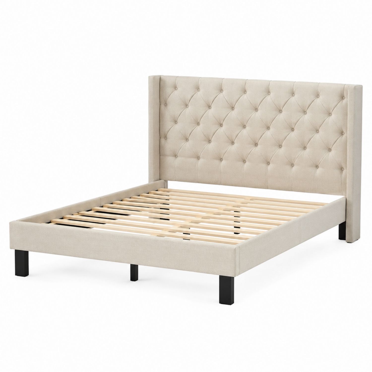 Polsterbett mit Kopfteil 200x160 cm Textil Beige