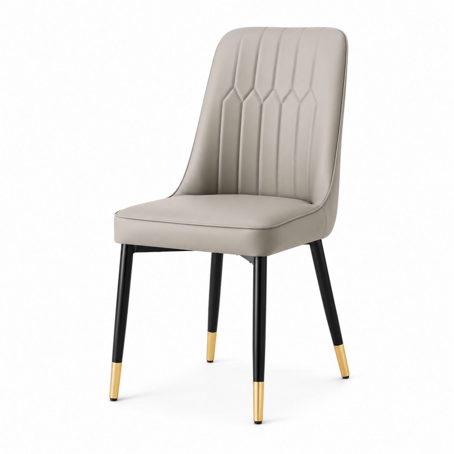 Esszimmerstuhl Kunstleder Beige mit Metallbeinen Schwarz und Gold