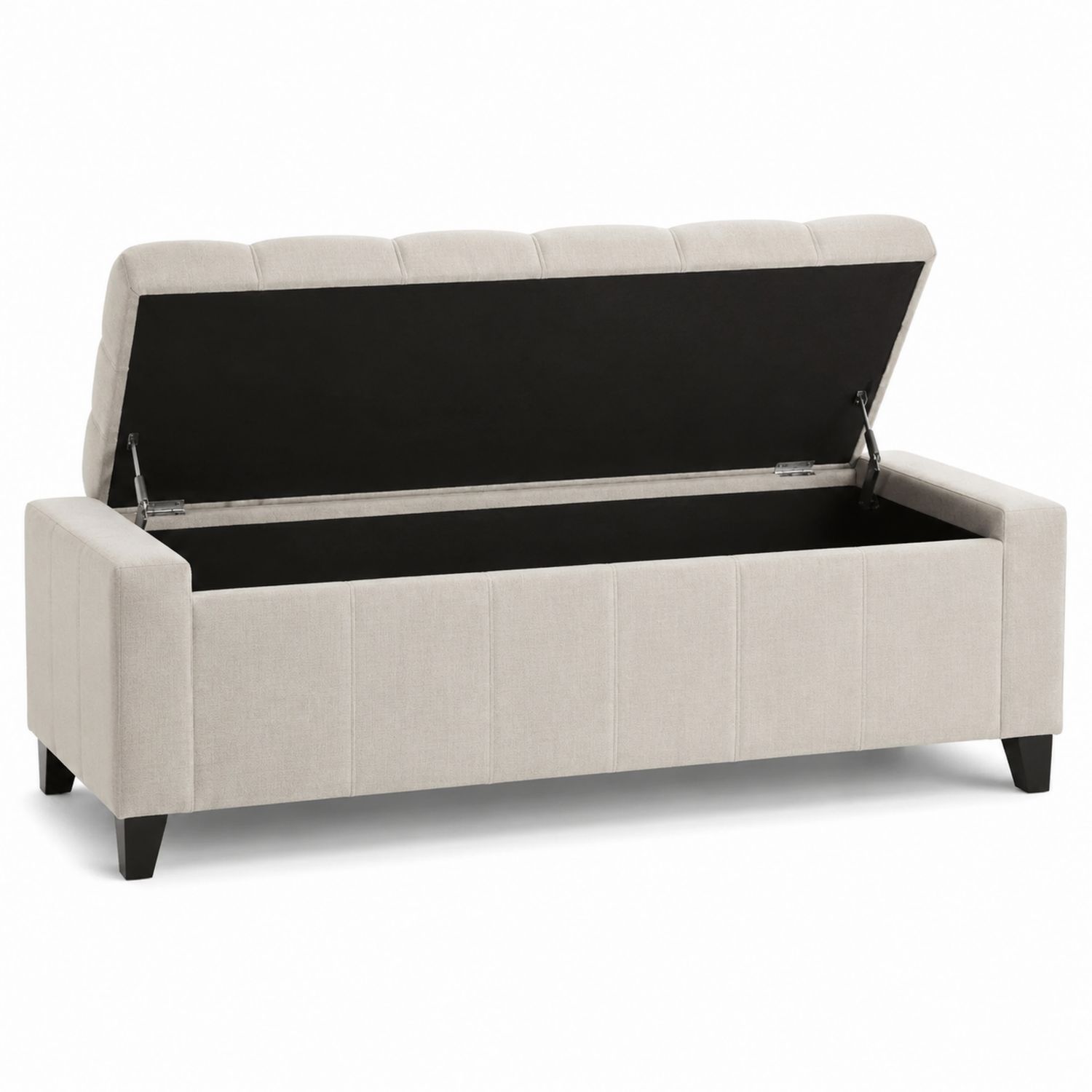 Stoff Sitzbank mit Stauraum Beige