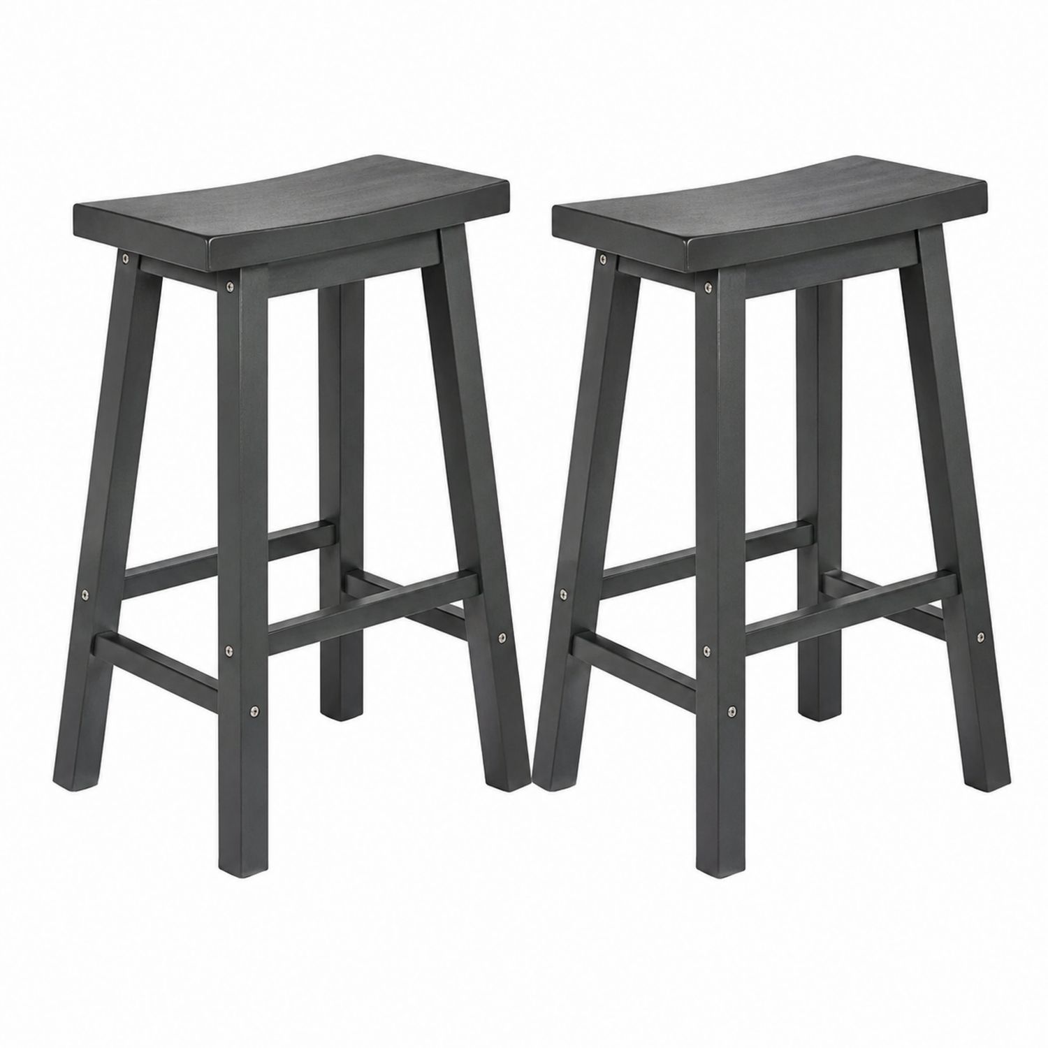 2er Set Holz Barhocker Rechteckig Schwarz