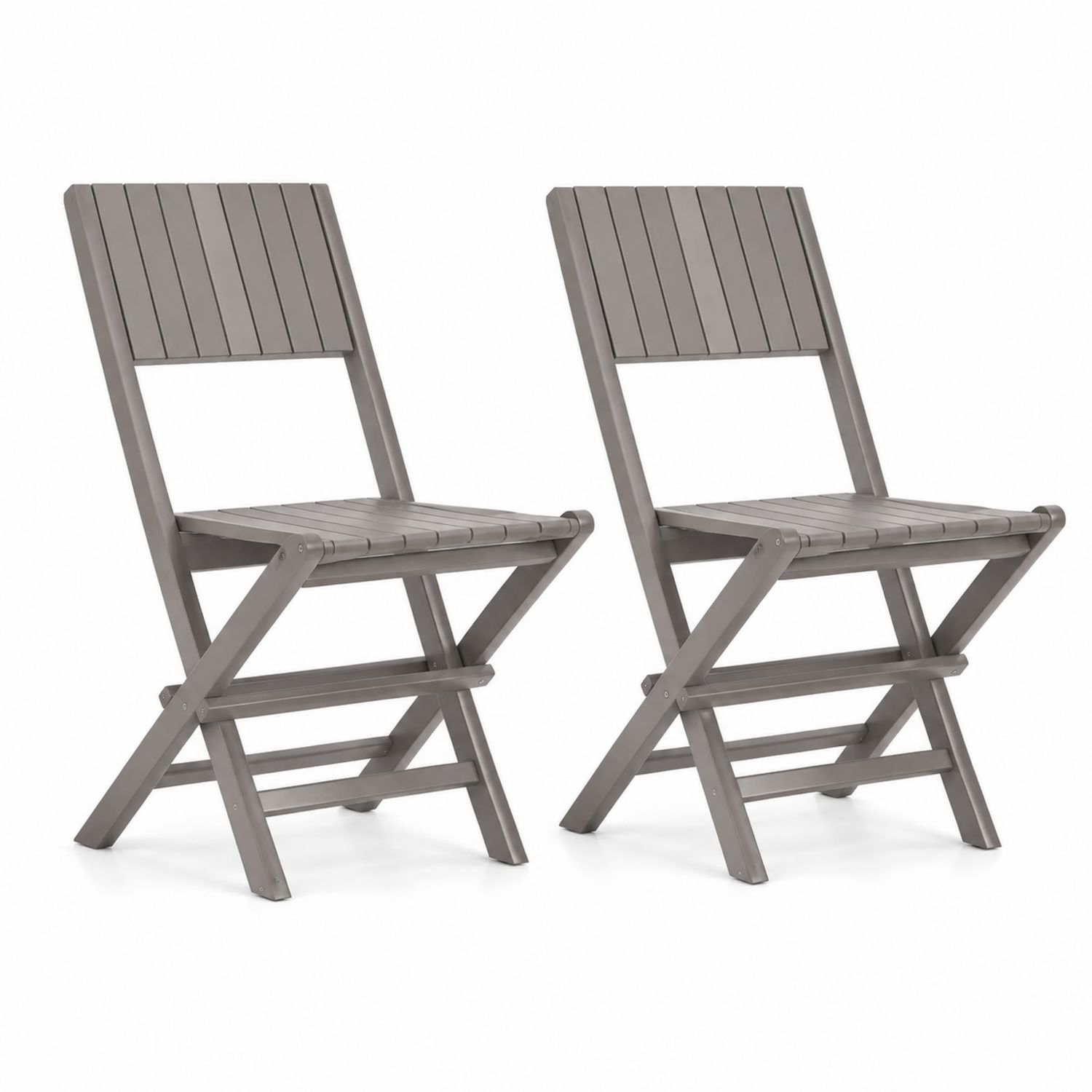 2er Set Klappstühle Kunststoff Grau 45cm x 90cm x 55cm