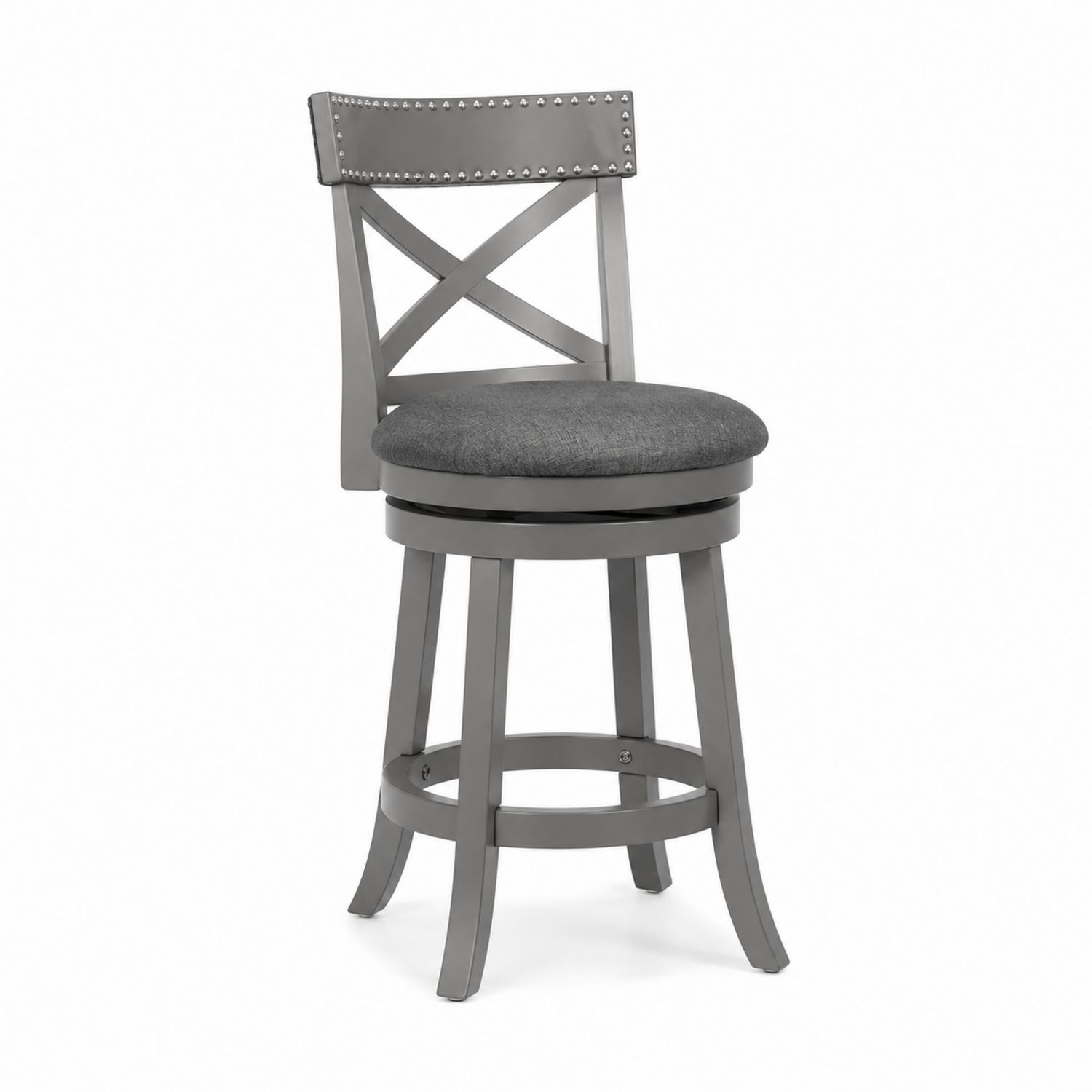 Metall-Barhocker mit Rückenlehne und Polyester-Sitz, Grau