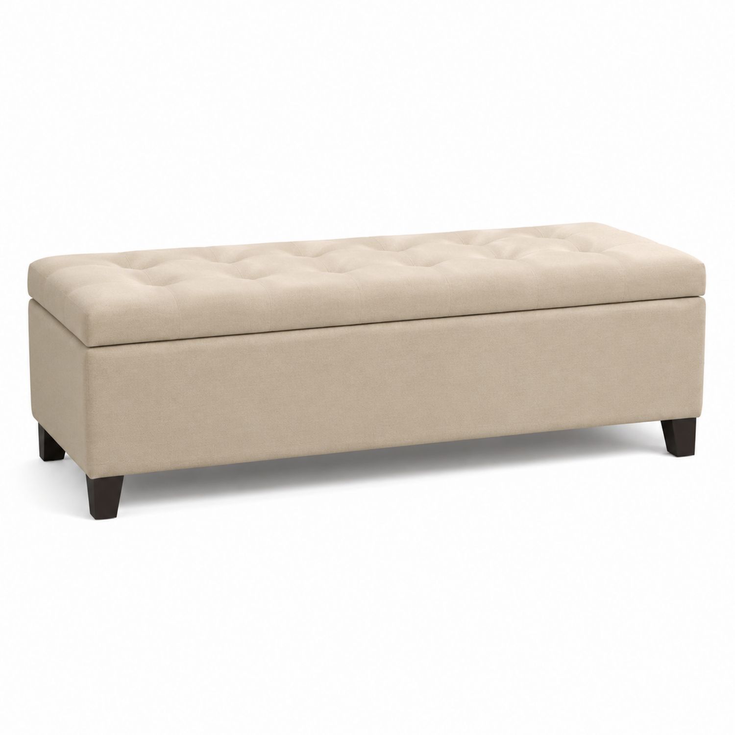 Rechteckige Stoff-Ottomane mit Stauraum, Beige