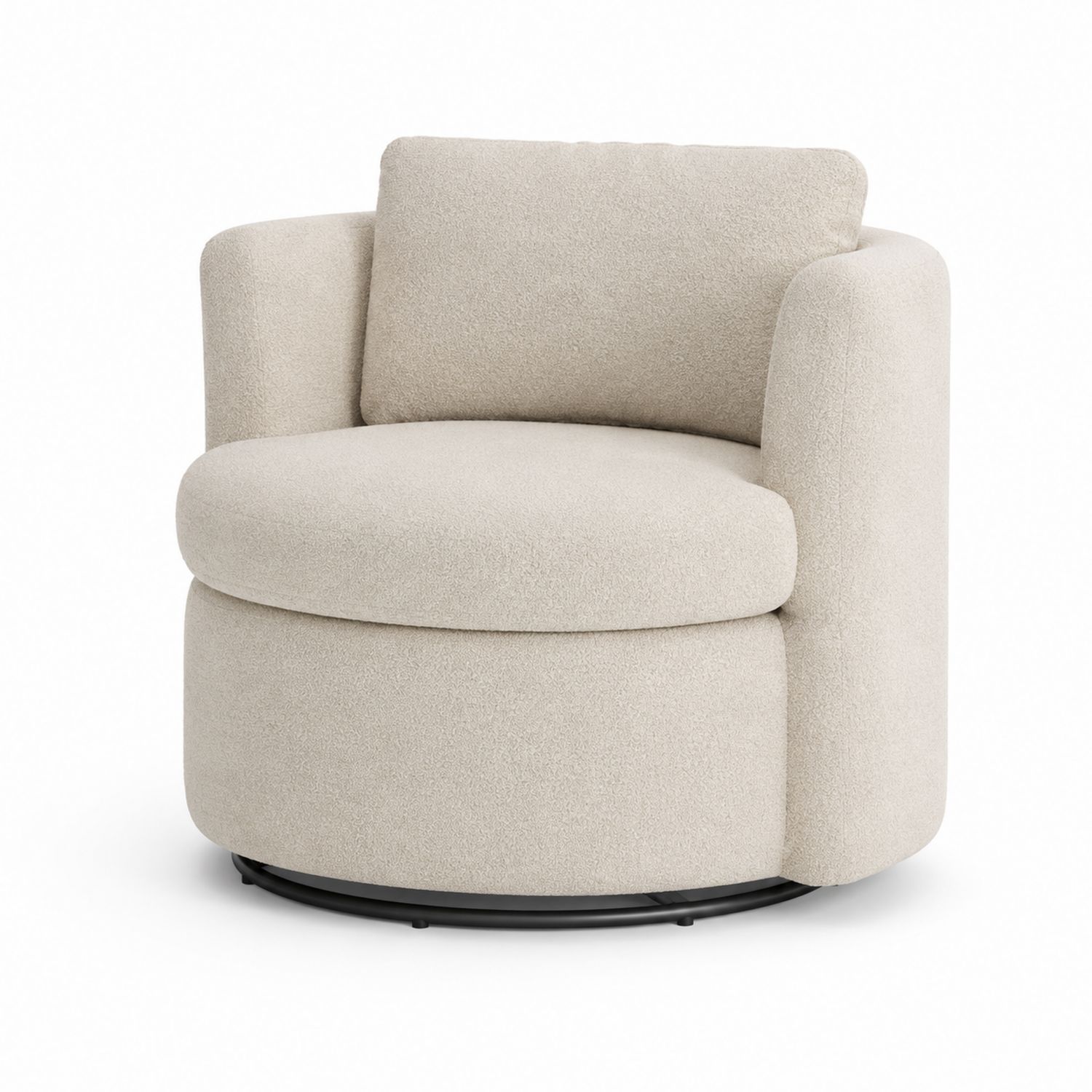 Runder Drehstuhl Bouclé-Stoff Beige