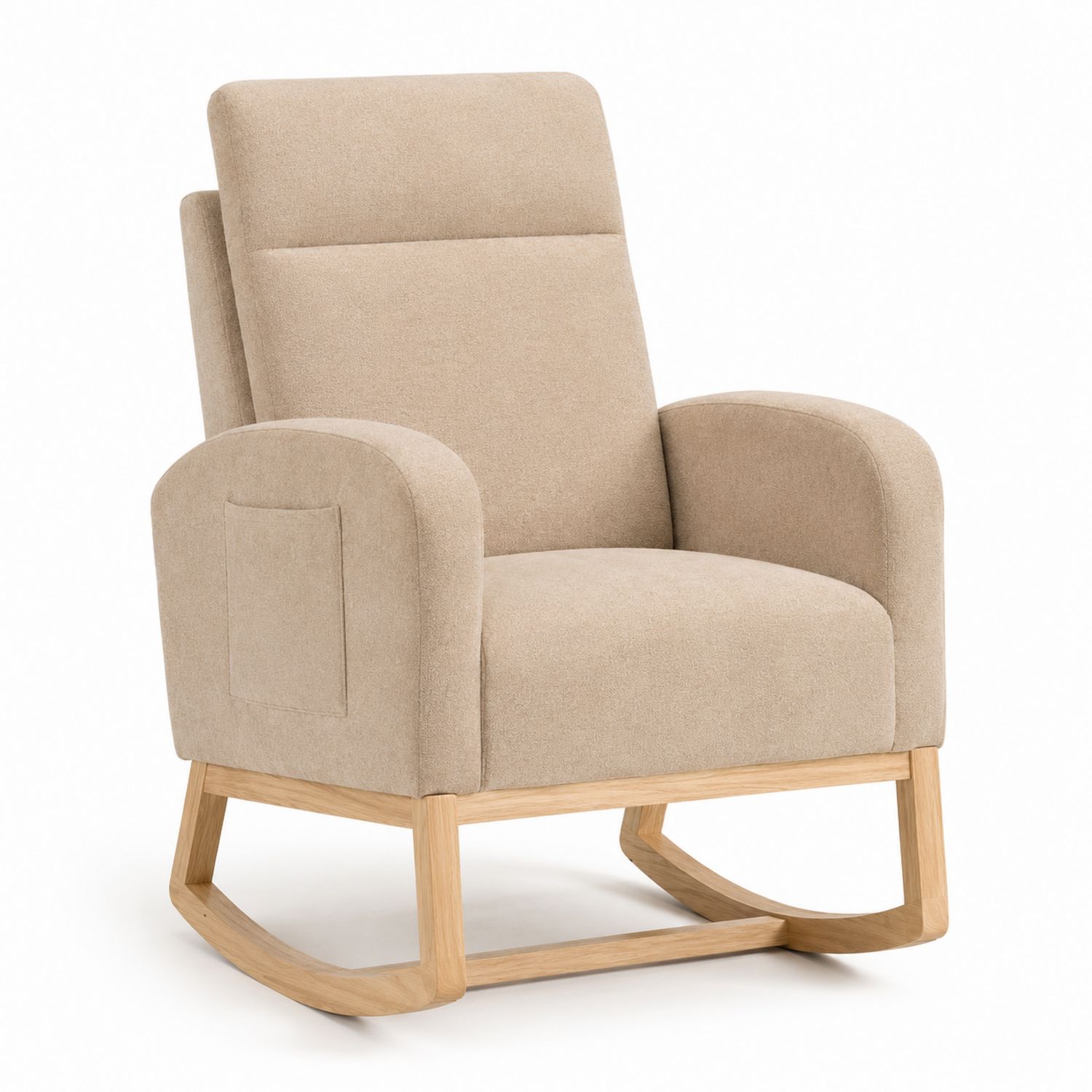 Schaukelstuhl Beige Polyester Eichenholz