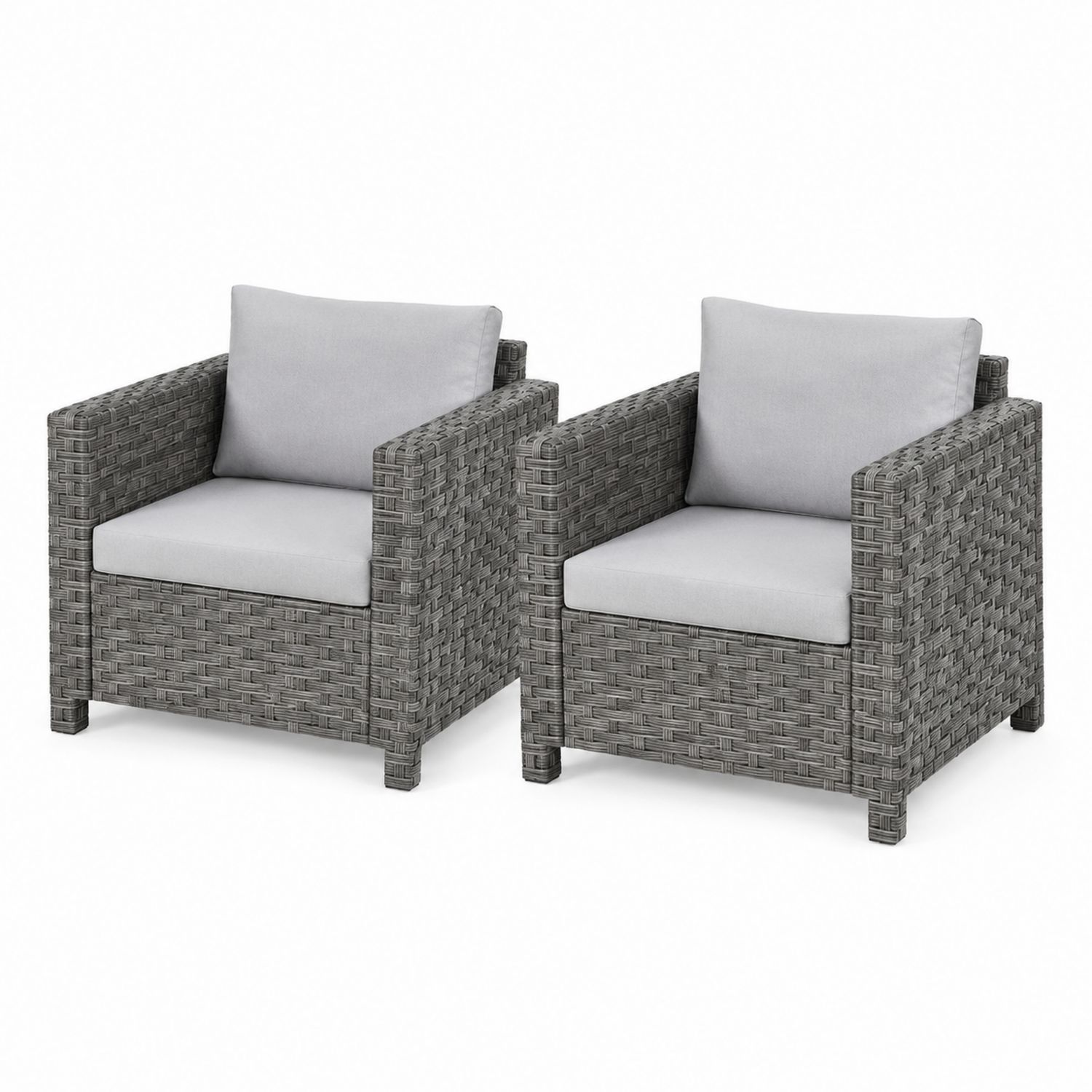 2er Set Outdoor Loungesessel Polyrattan Grau