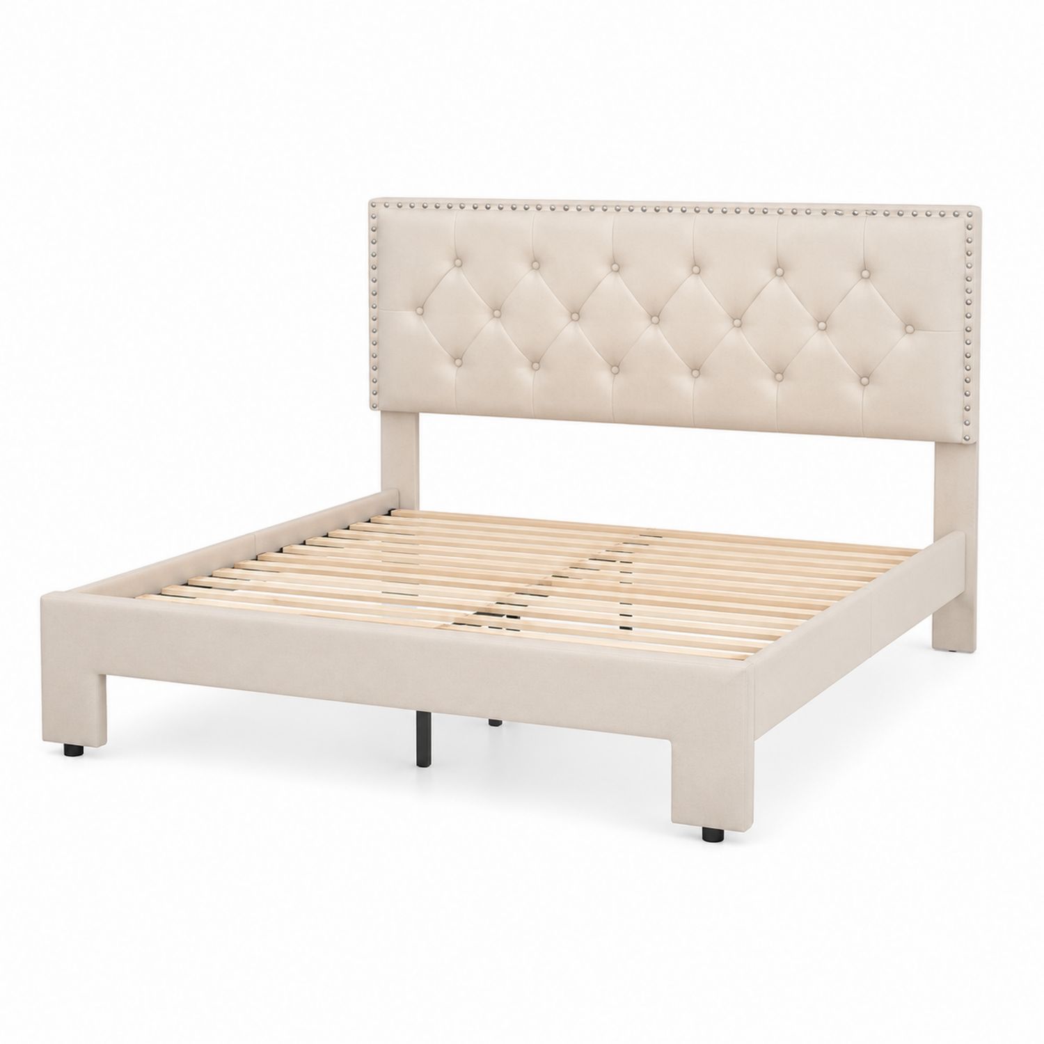 Polsterbett mit Holzrahmen 220x180 cm Beige