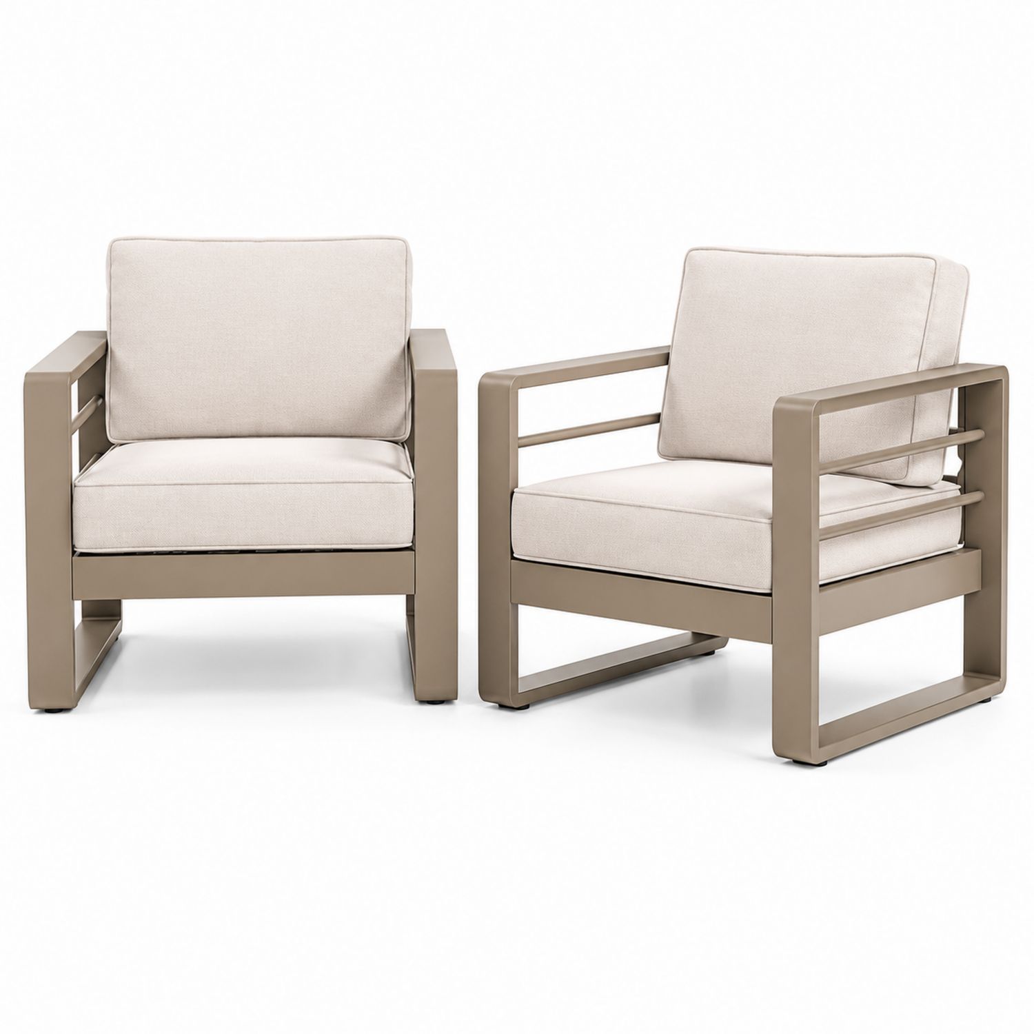 2-teilige Outdoor-Loungesessel Aluminium Beige Polyesterkissen