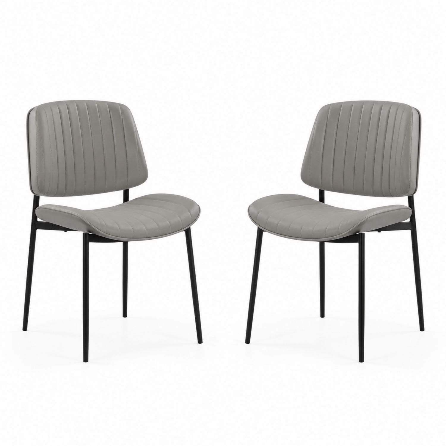 Set aus 2 Stühlen, Kunstleder Grau, Metallrahmen
