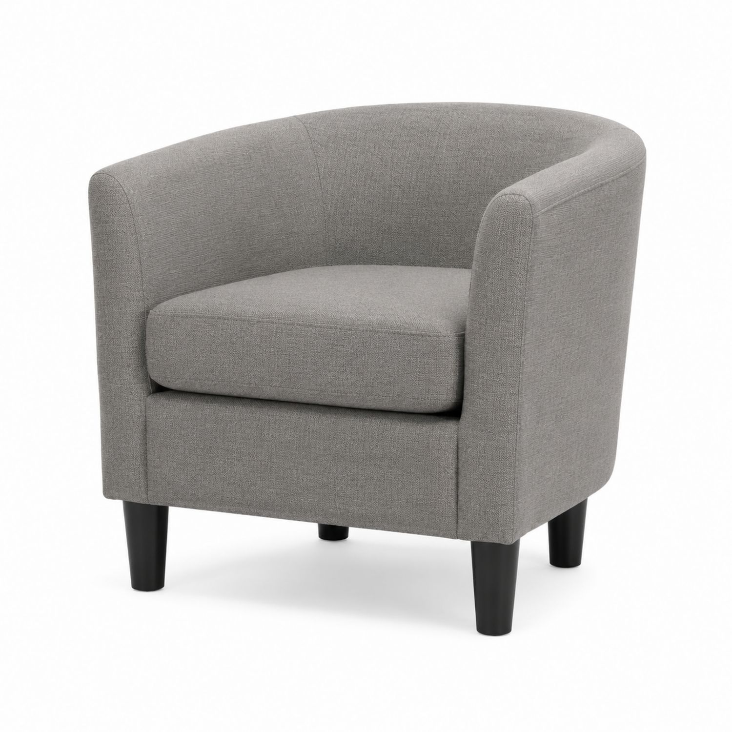 Clubsessel mit Polyester Stoffbezug und Holzbeinen, Grau